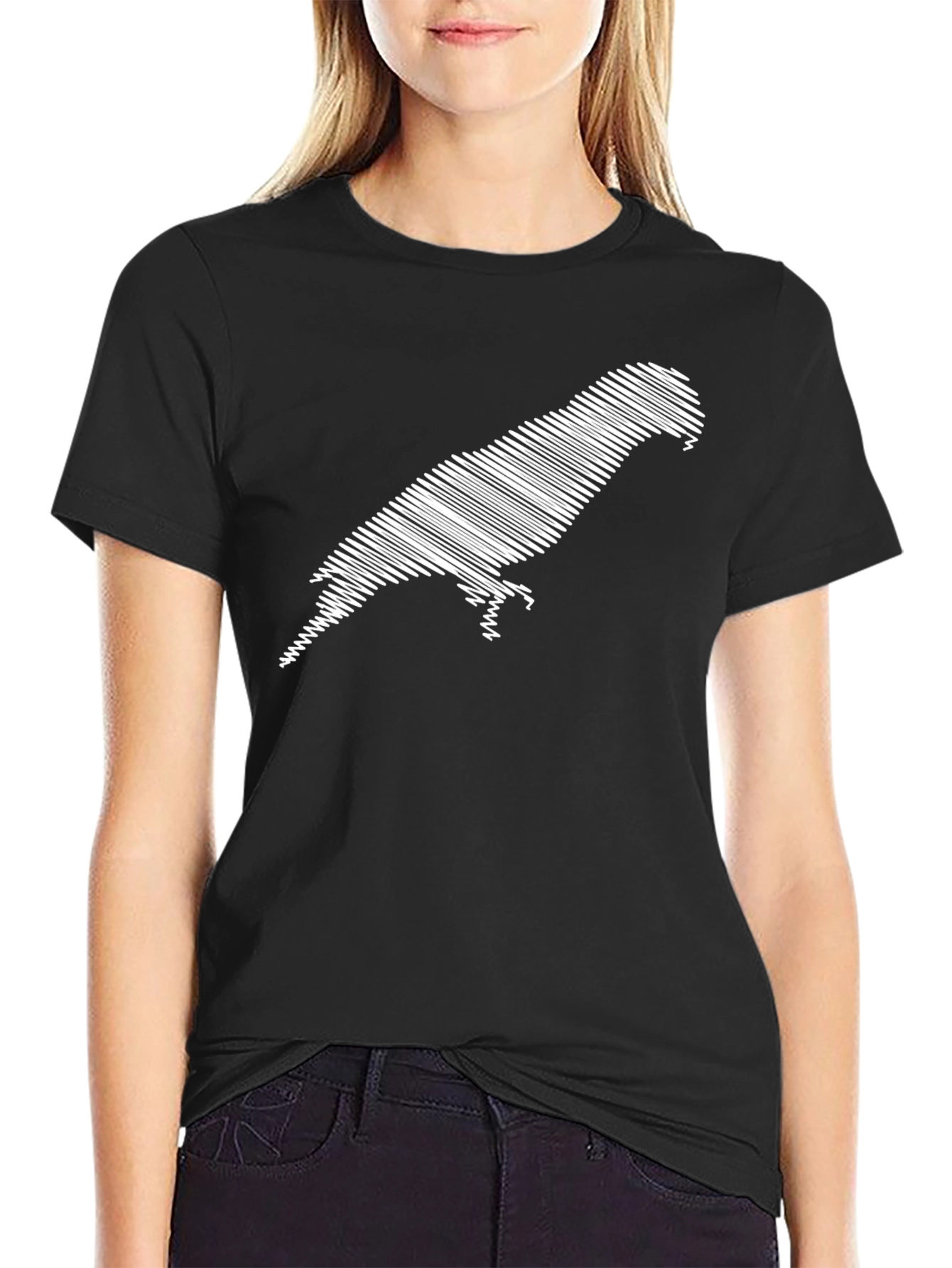 Stylish Parrot Graphic Tee - Black Cotton Comfort