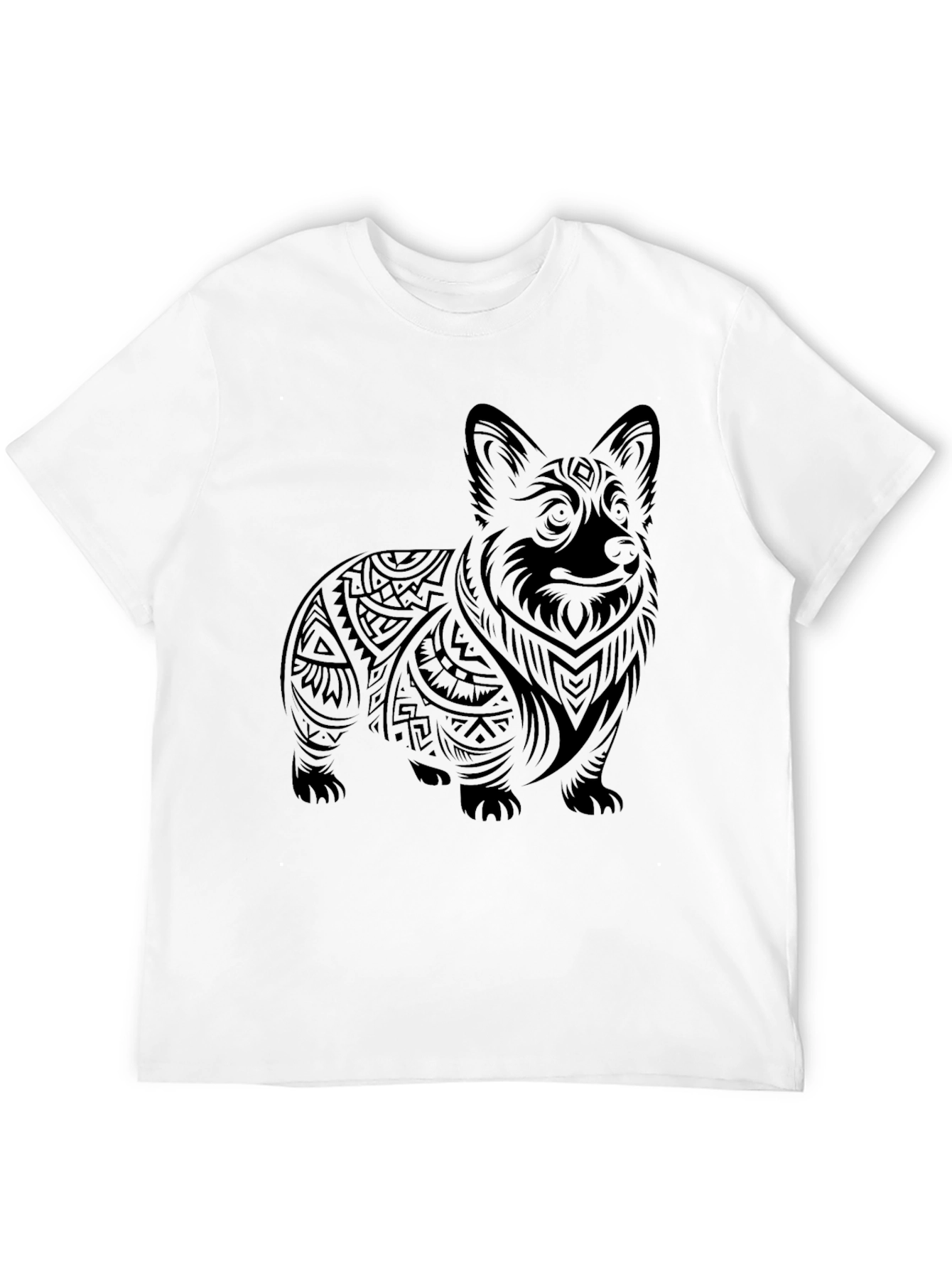 Tribal Corgi Graphic Tee - Black