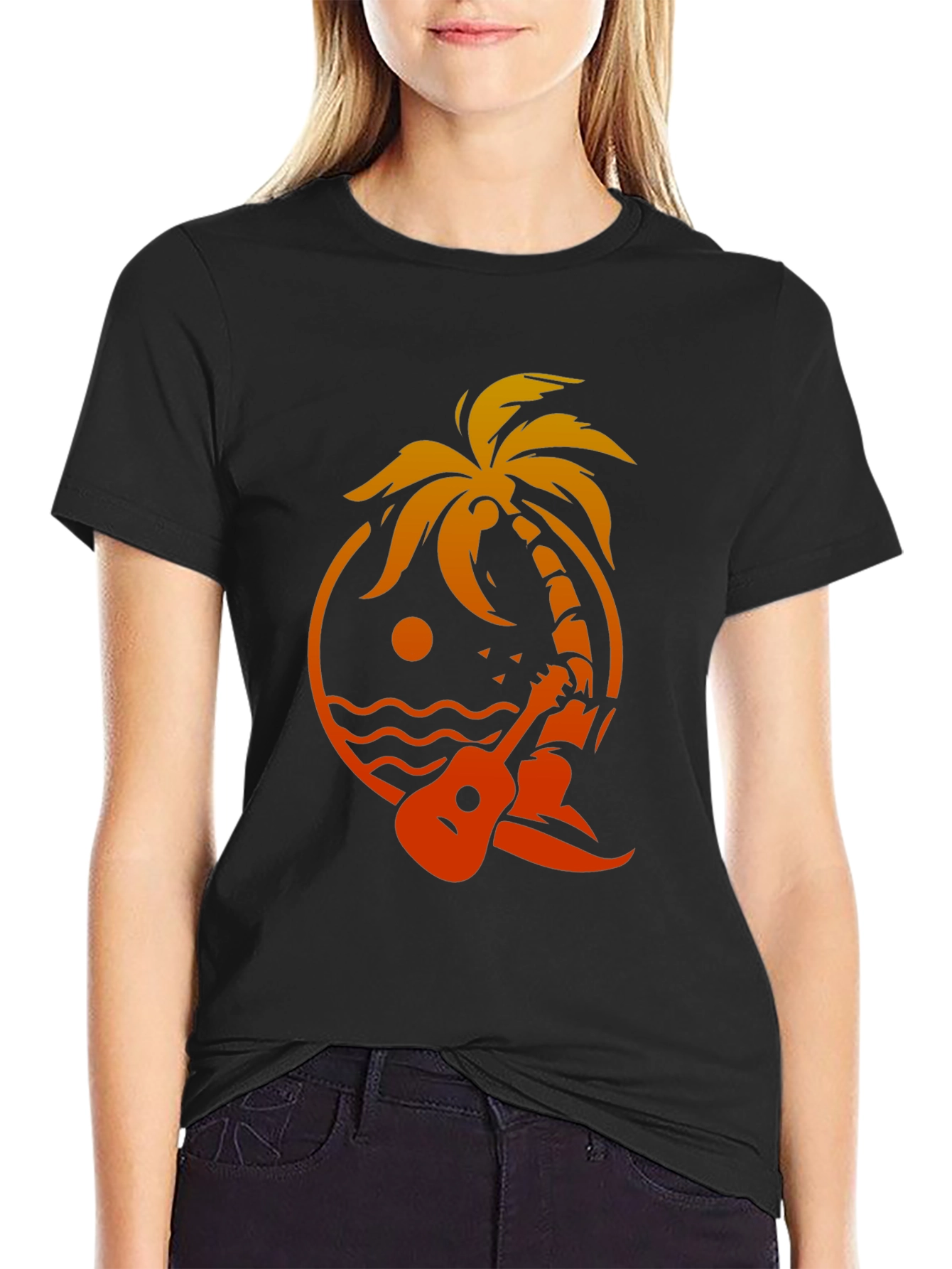 Tropical Vibes T-Shirt - Palm Tree Ukulele Graphic Tee