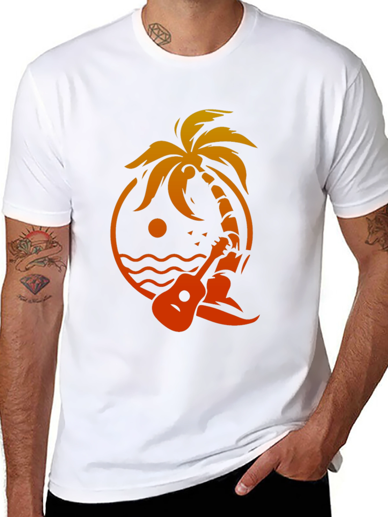Tropical Vibes T-Shirt - Palm Tree Ukulele Graphic Tee