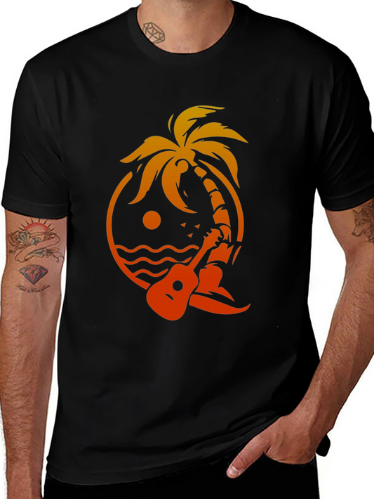 Tropical Vibes T-Shirt - Palm Tree Ukulele Graphic Tee
