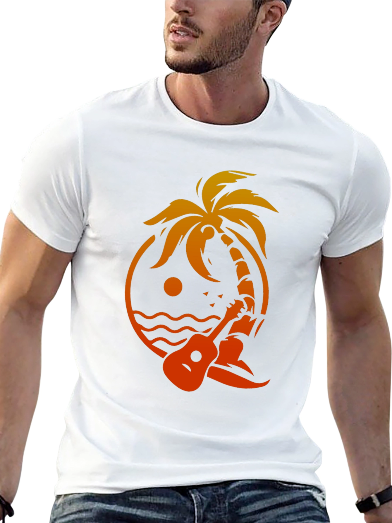 Tropical Vibes T-Shirt - Palm Tree Ukulele Graphic Tee