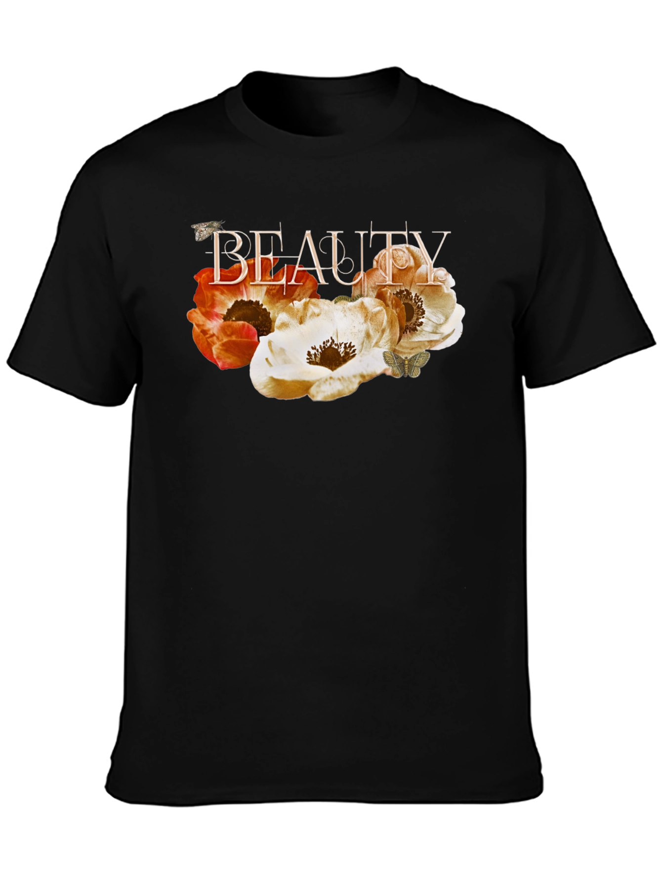 Floral Beauty Black T-Shirt