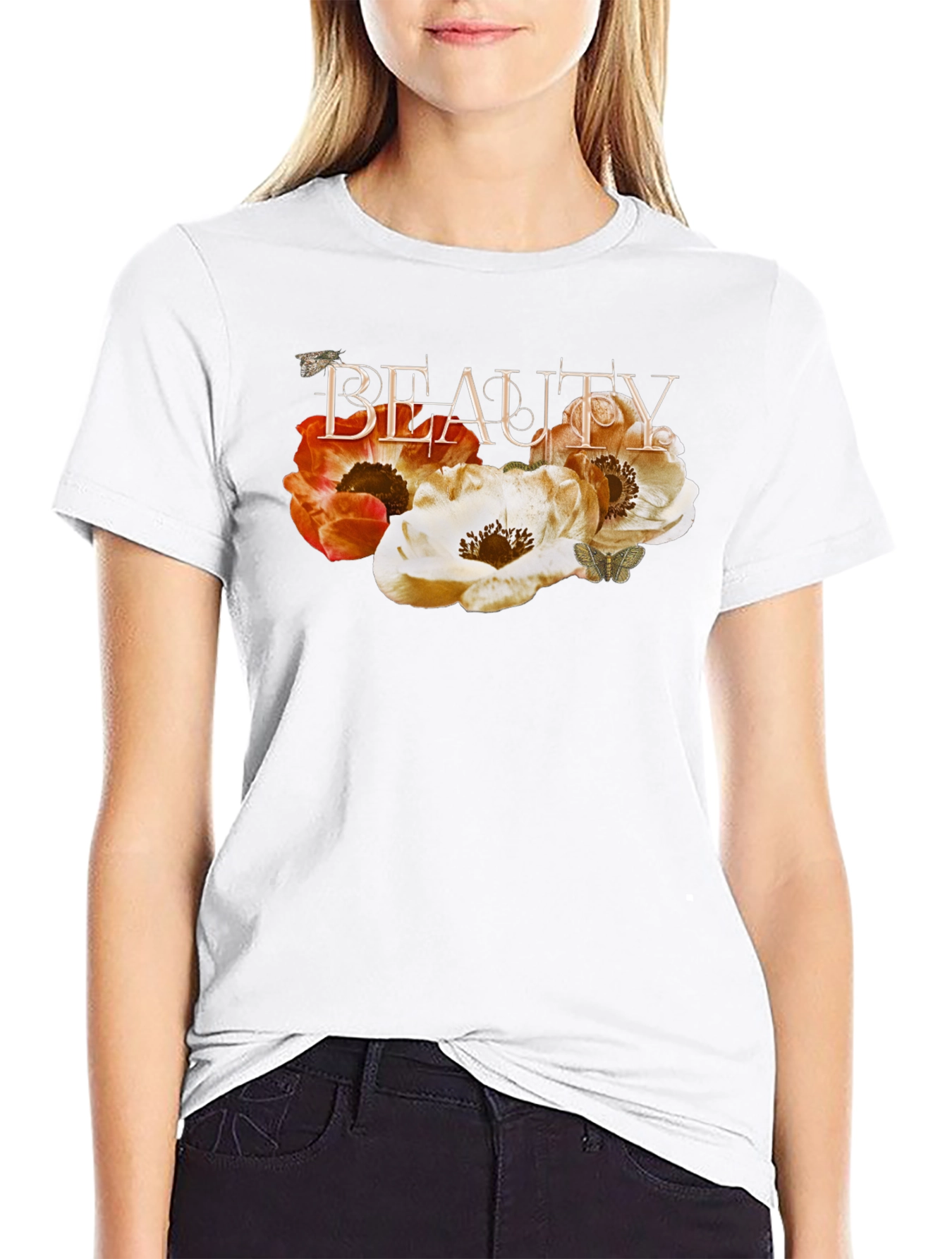 Floral Beauty Black T-Shirt