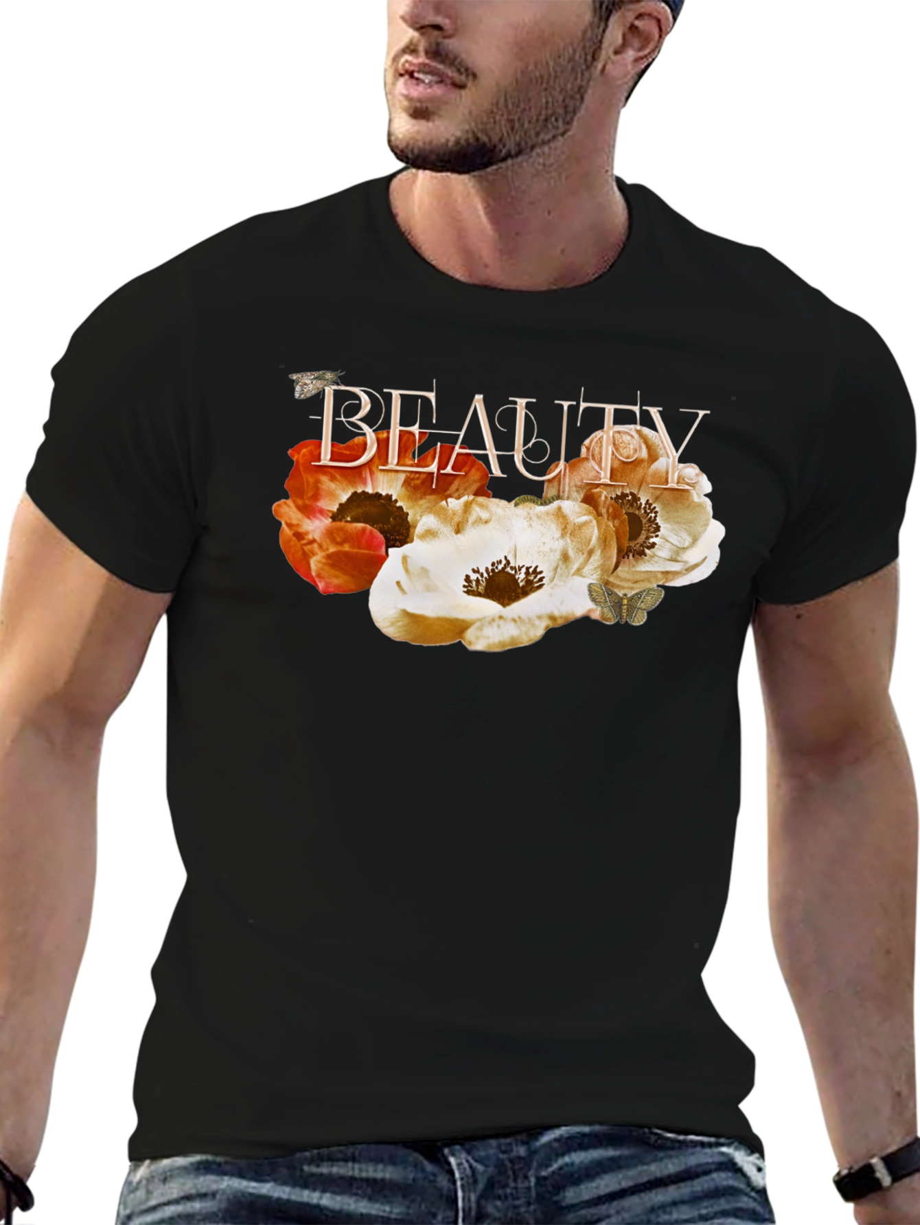Floral Beauty Black T-Shirt