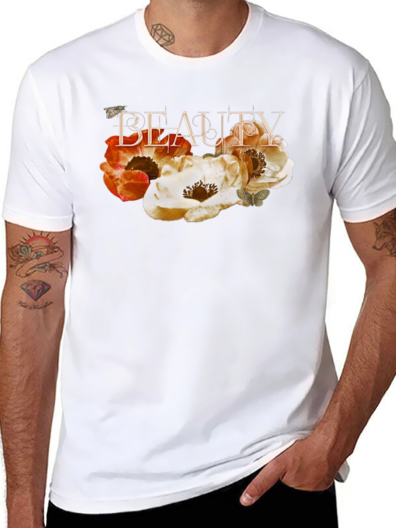 Floral Beauty Black T-Shirt