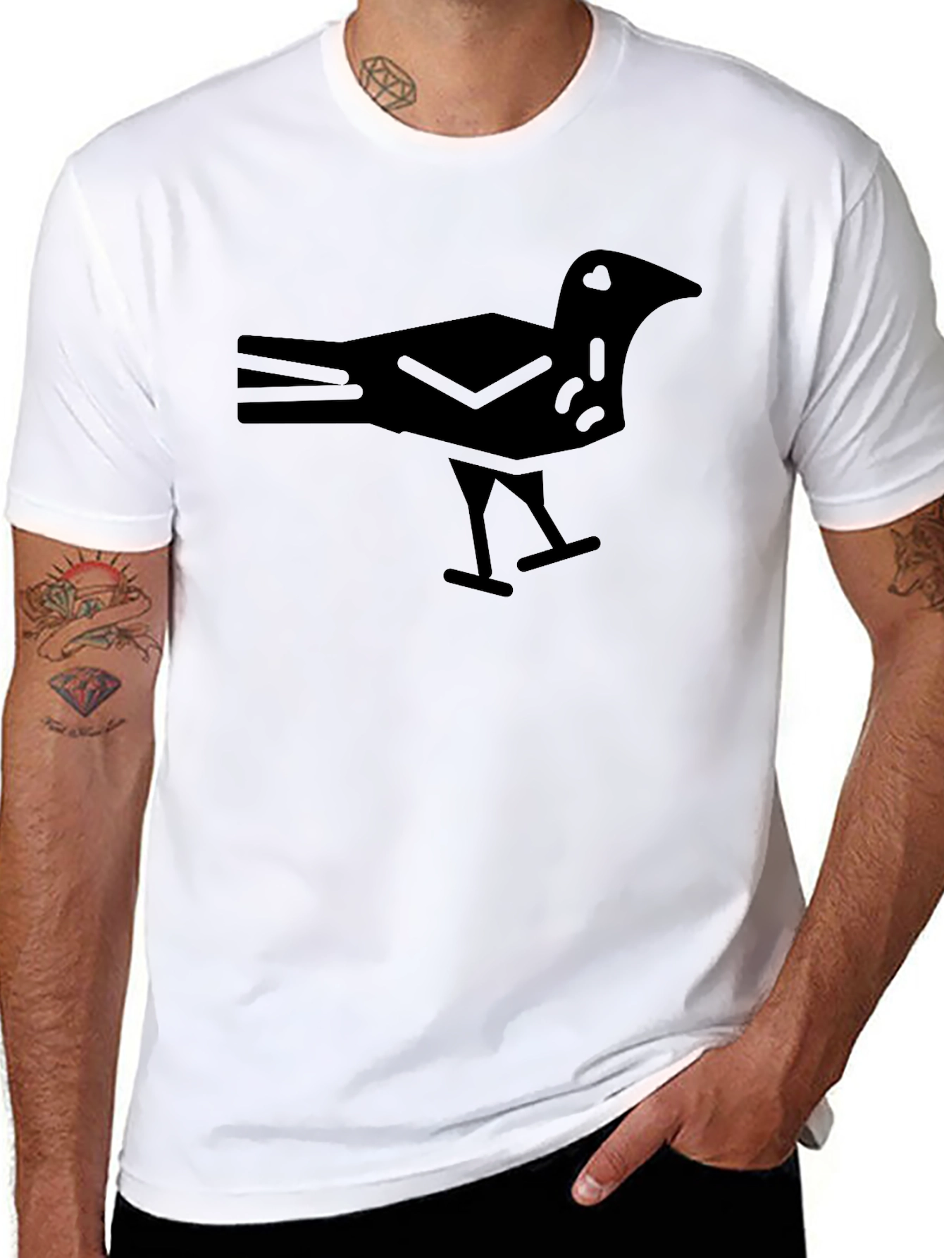 Minimalist Crow Graphic Black T-Shirt