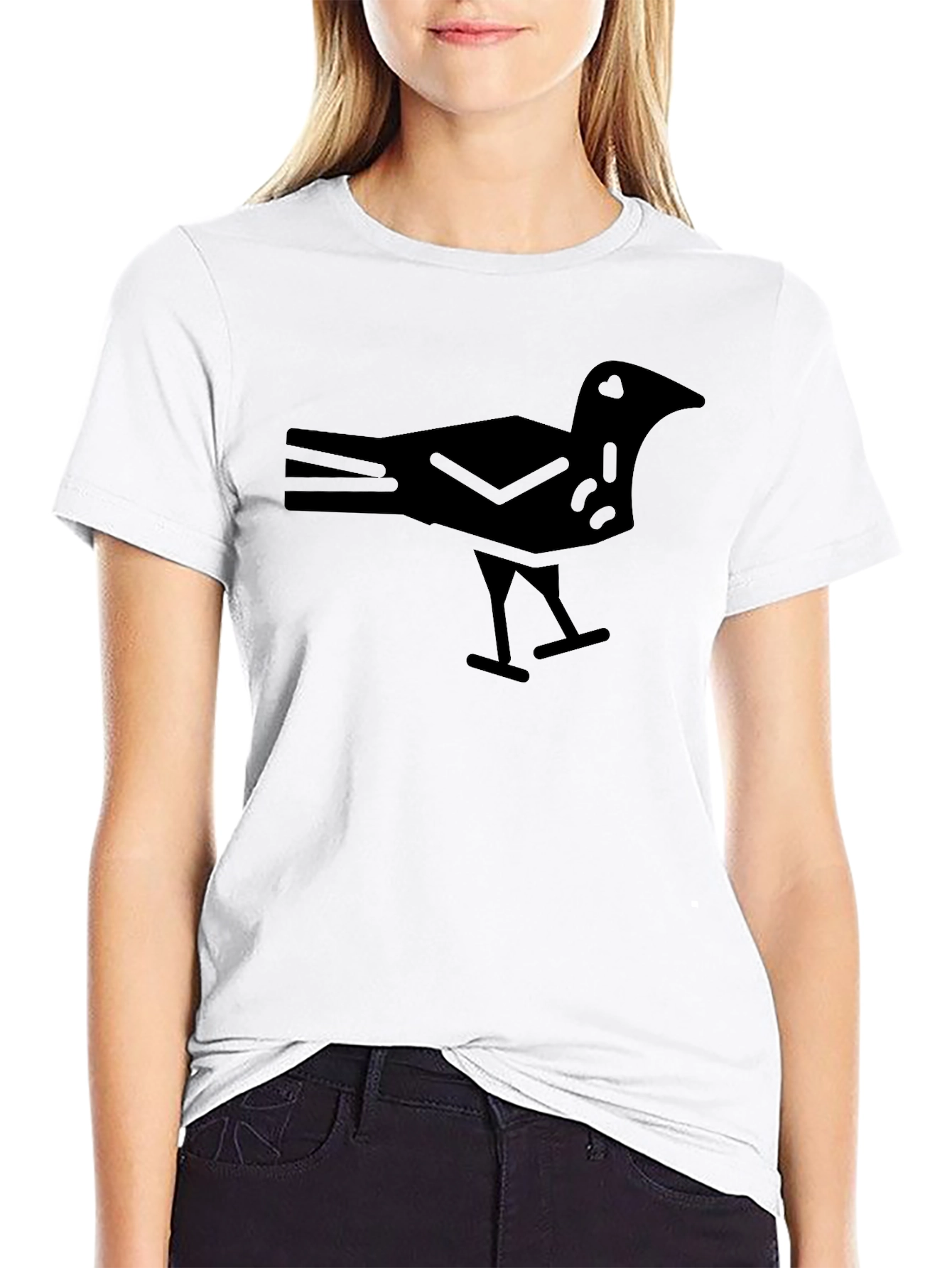 Minimalist Crow Graphic Black T-Shirt