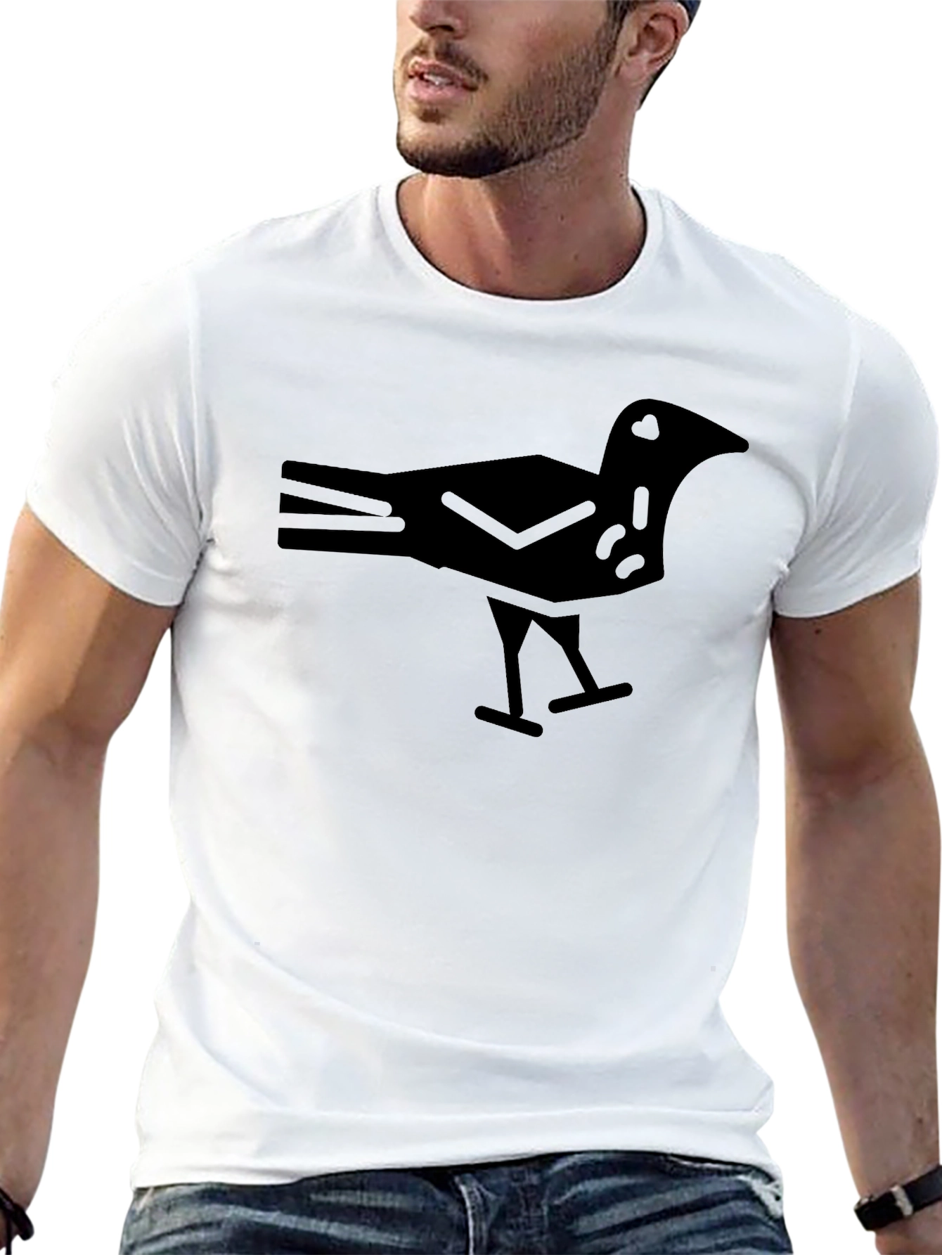 Minimalist Crow Graphic Black T-Shirt