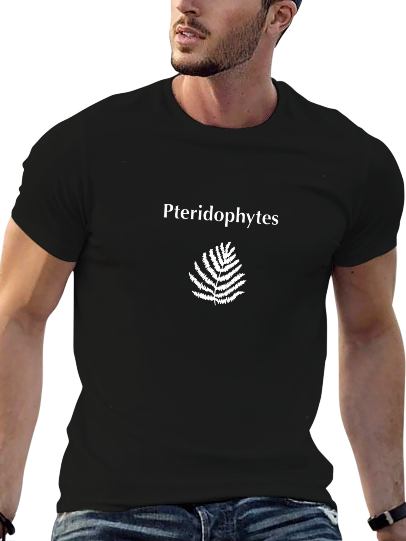 Pteridophytes Black T-Shirt - Fern Design