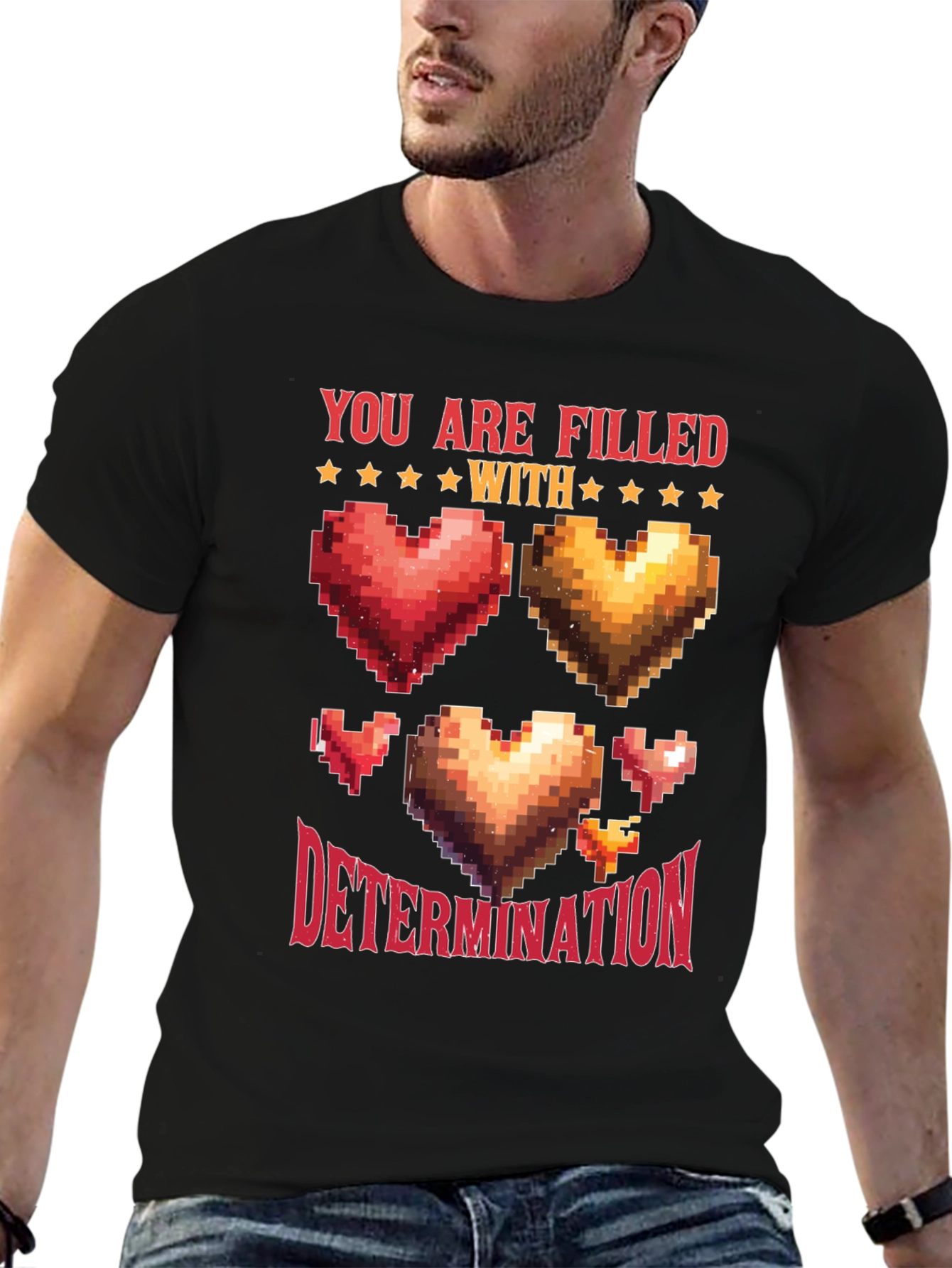 Pixel Heart Determination Graphic T-Shirt