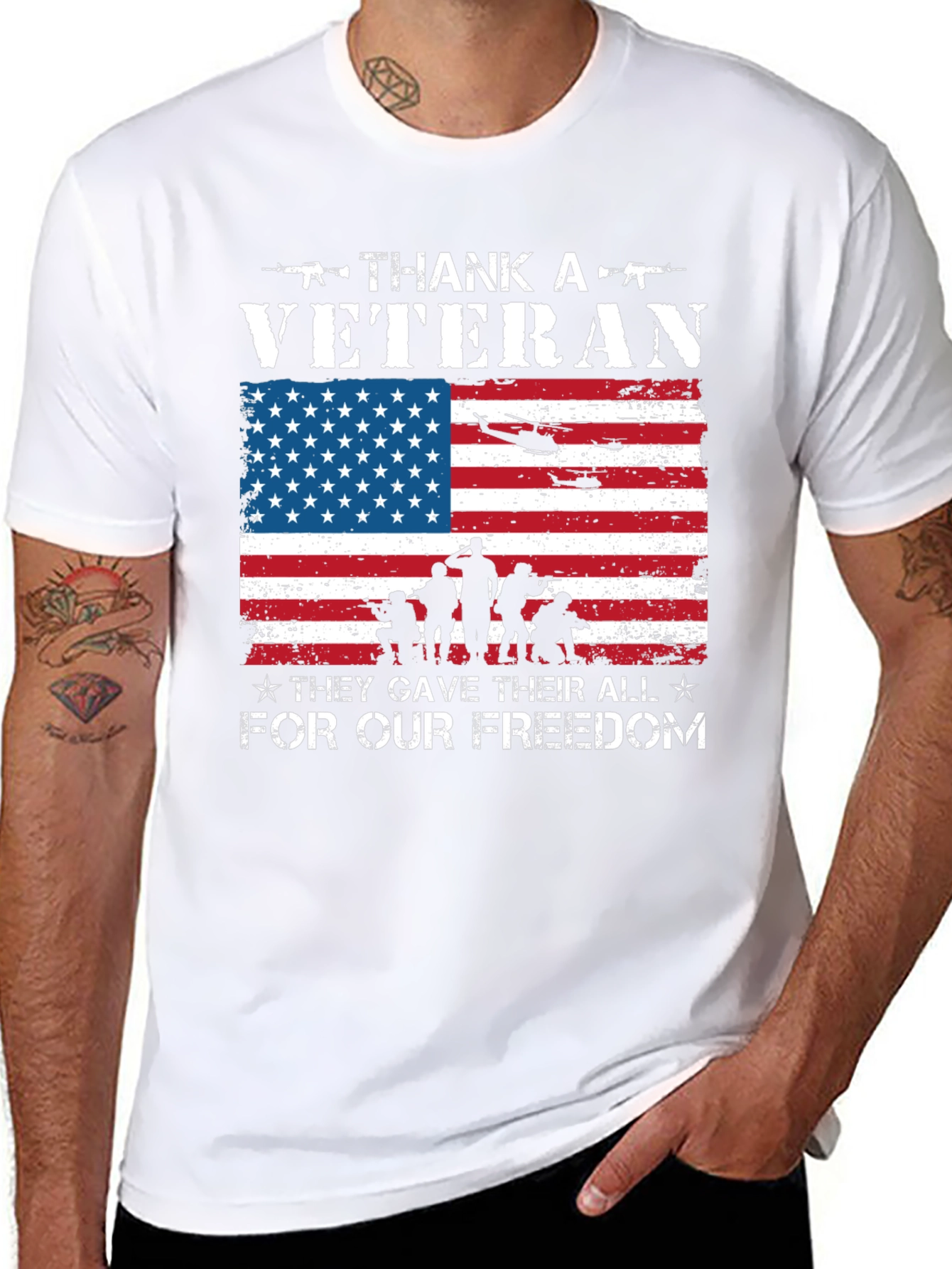 Thank A Veteran Patriotic Graphic T-Shirt