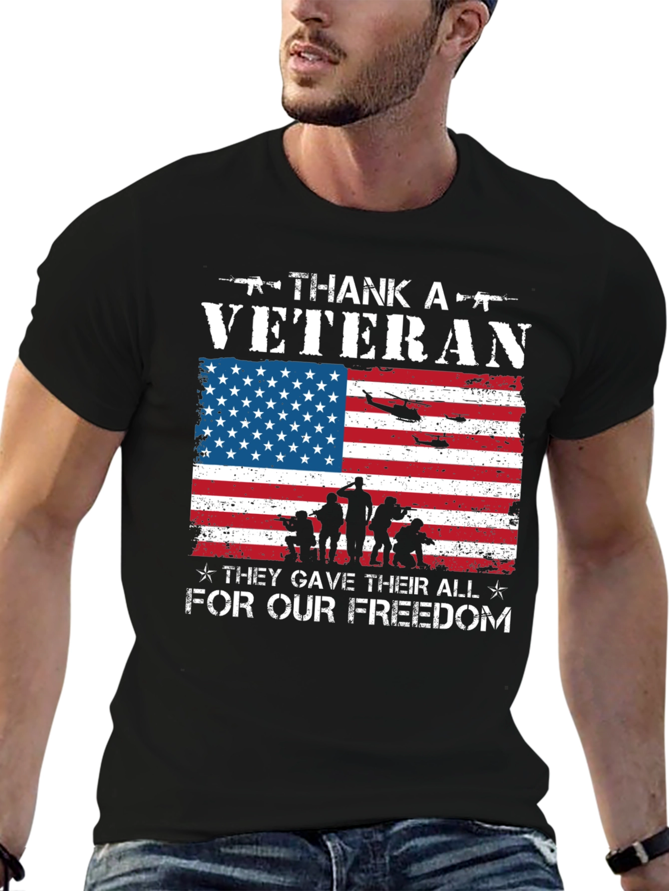 Thank A Veteran Patriotic Graphic T-Shirt