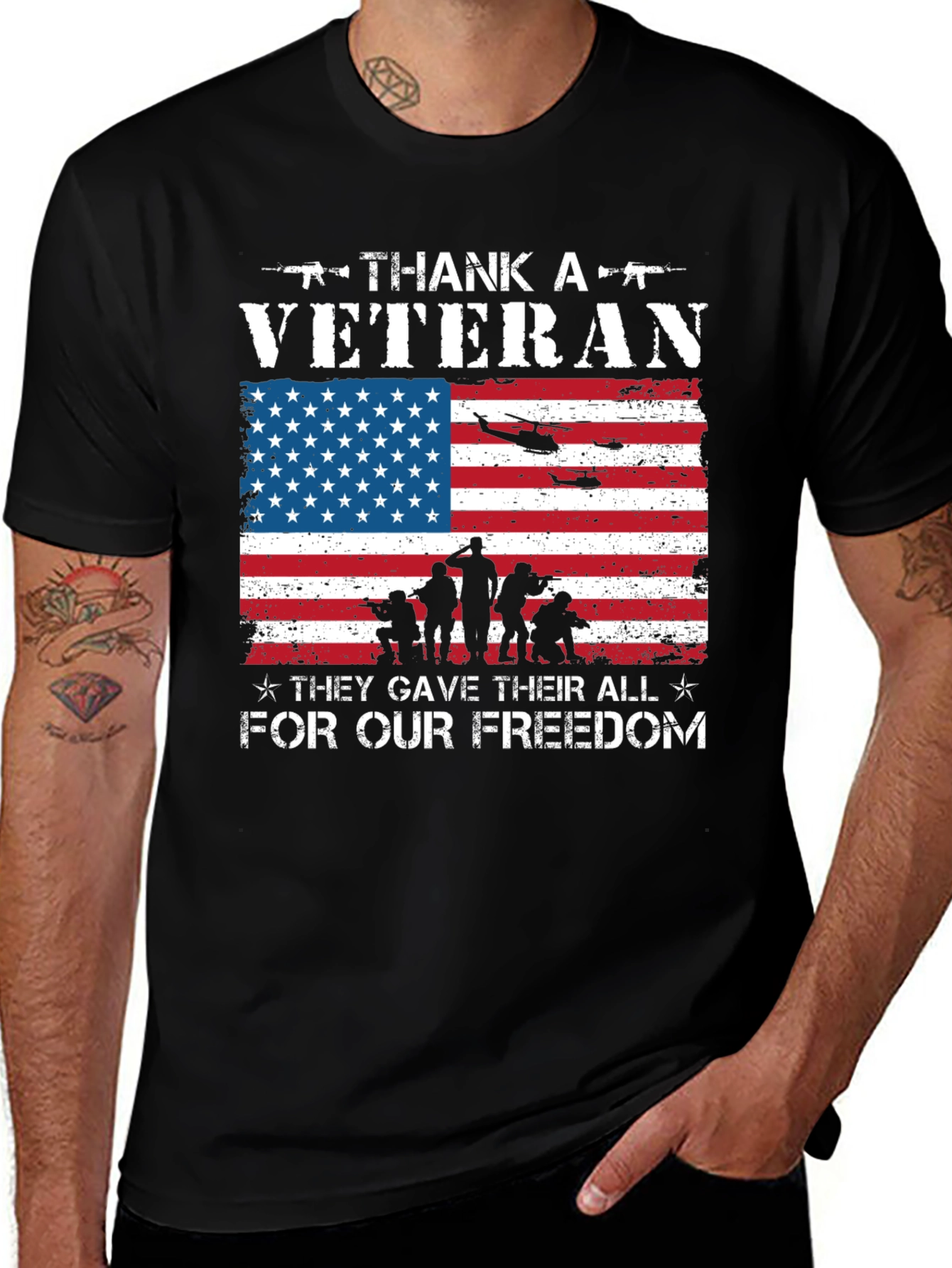 Thank A Veteran Patriotic Graphic T-Shirt