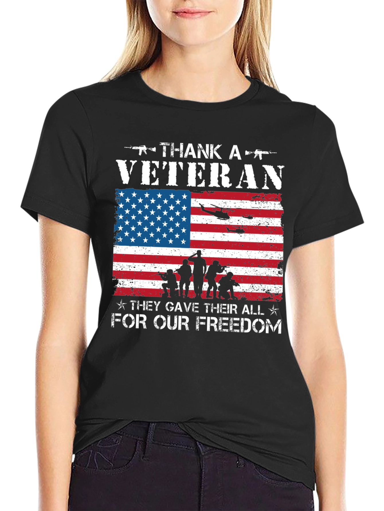 Thank A Veteran Patriotic Graphic T-Shirt