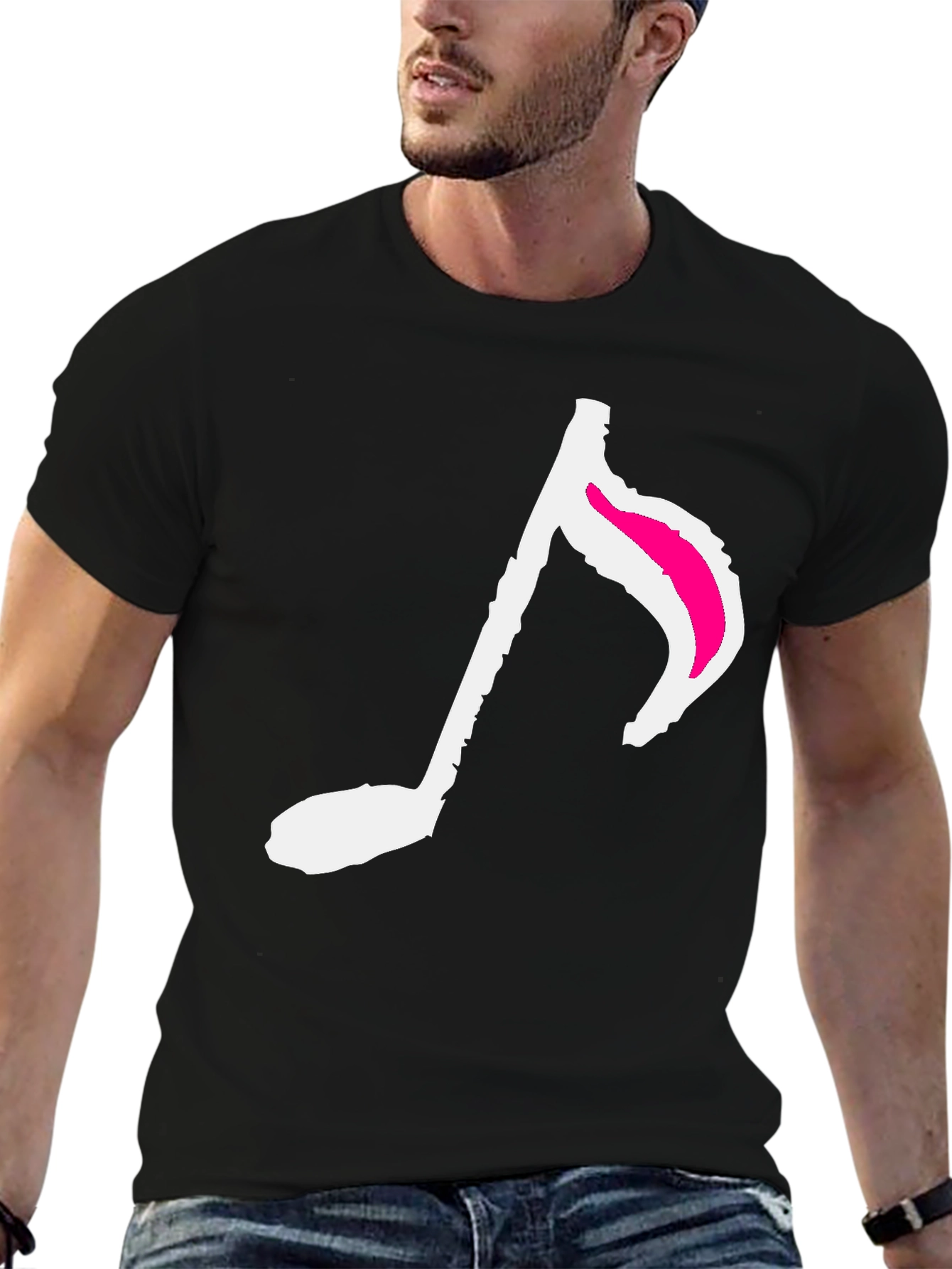 Music Note Graphic Tee - Trendy Black T-Shirt