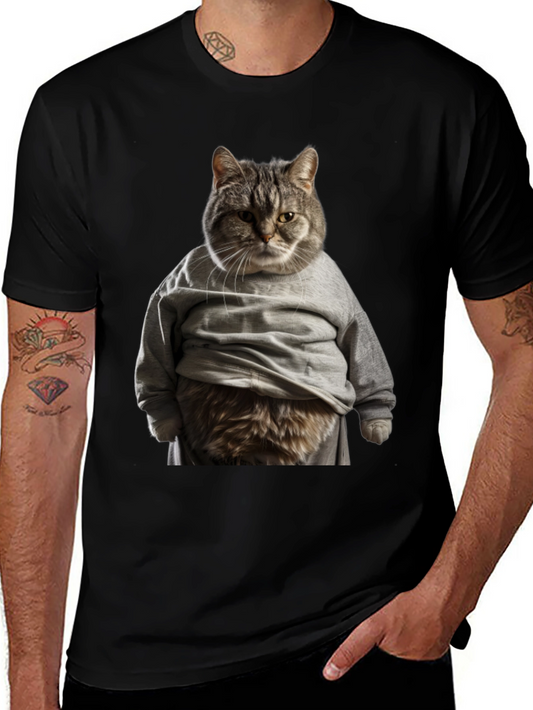 Cat in Hoodie T-Shirt Funny Graphic Tee
