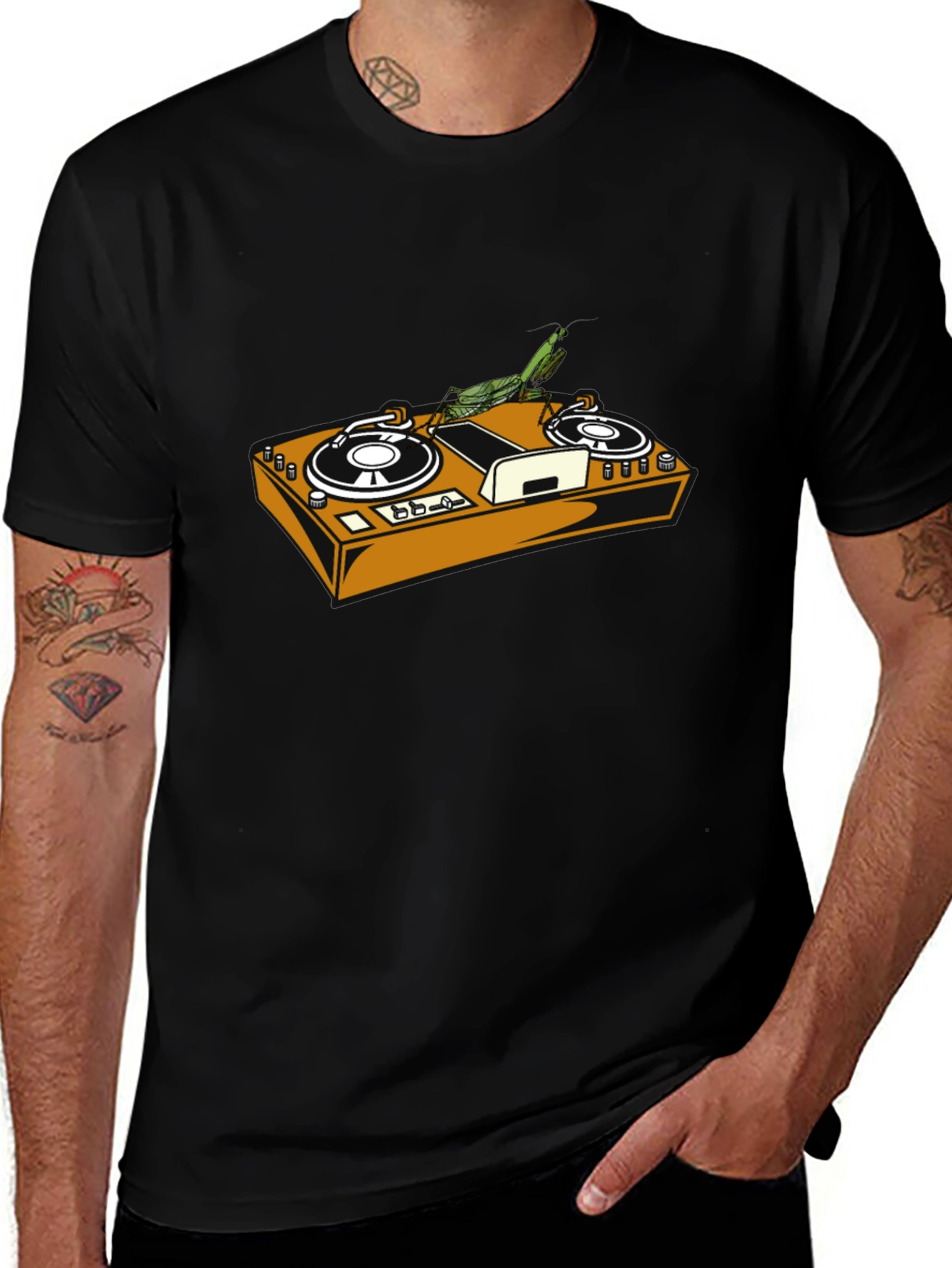 DJ Mantis Black Graphic Tee