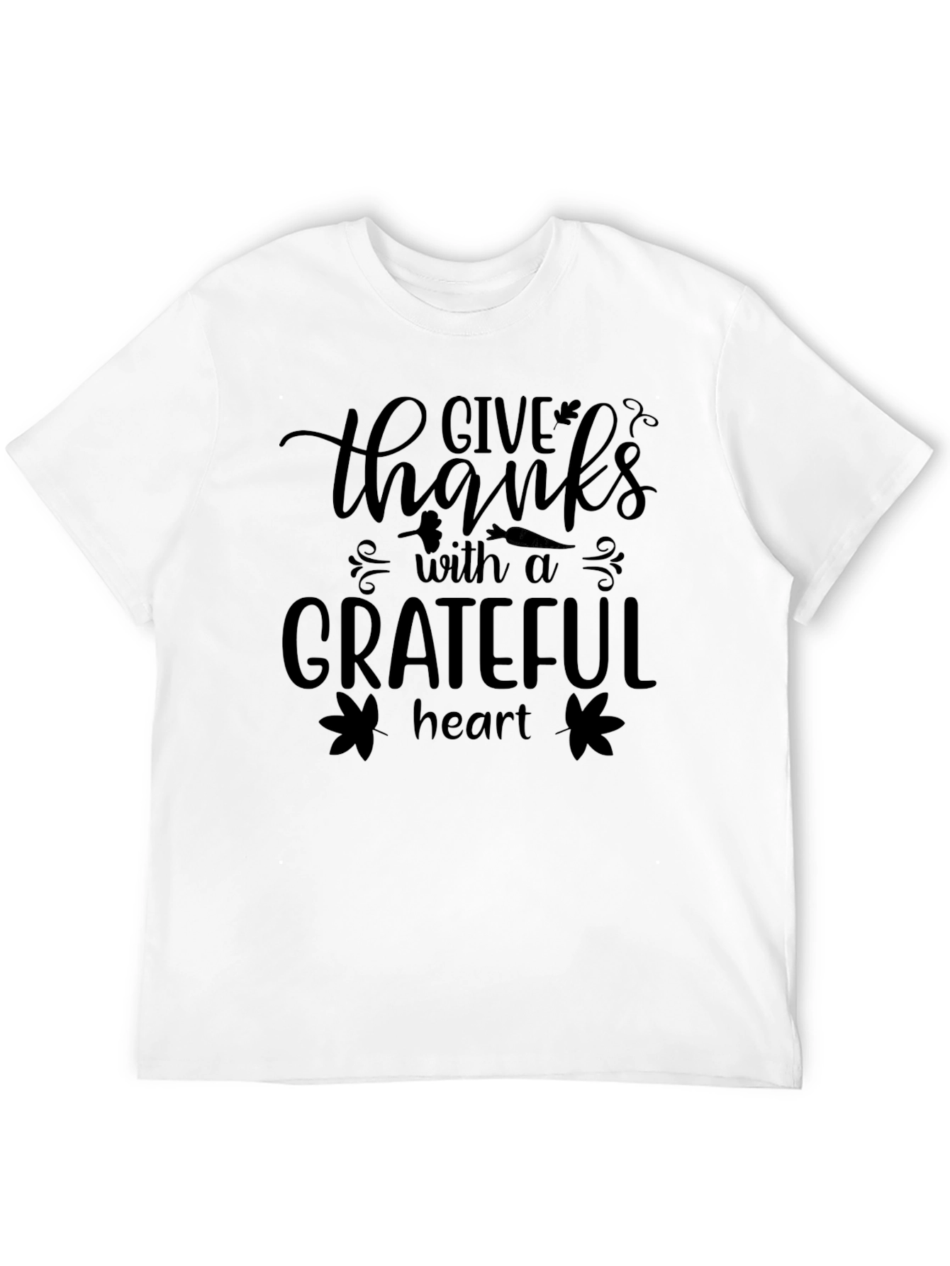 Give Thanks Grateful Heart Black T-Shirt
