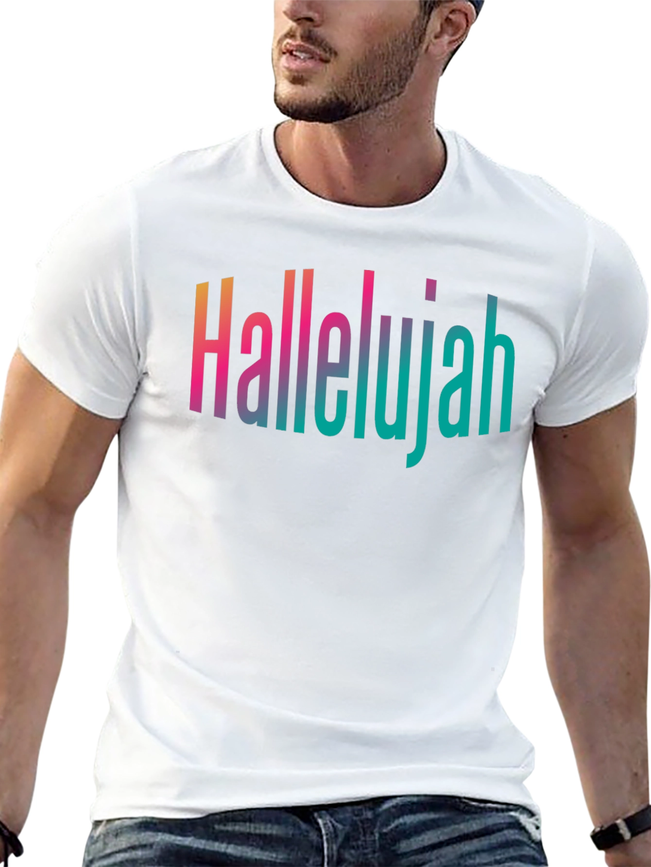 Hallelujah Gradient Graphic Tee - Stylish Christian Apparel