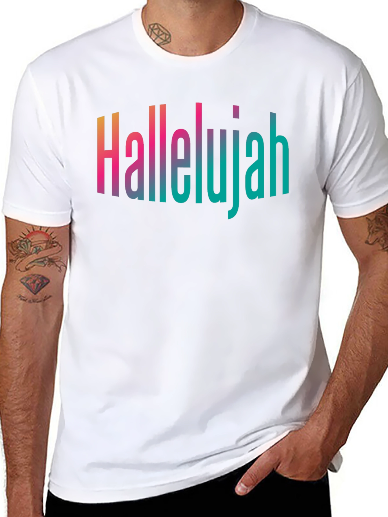 Hallelujah Gradient Graphic Tee - Stylish Christian Apparel