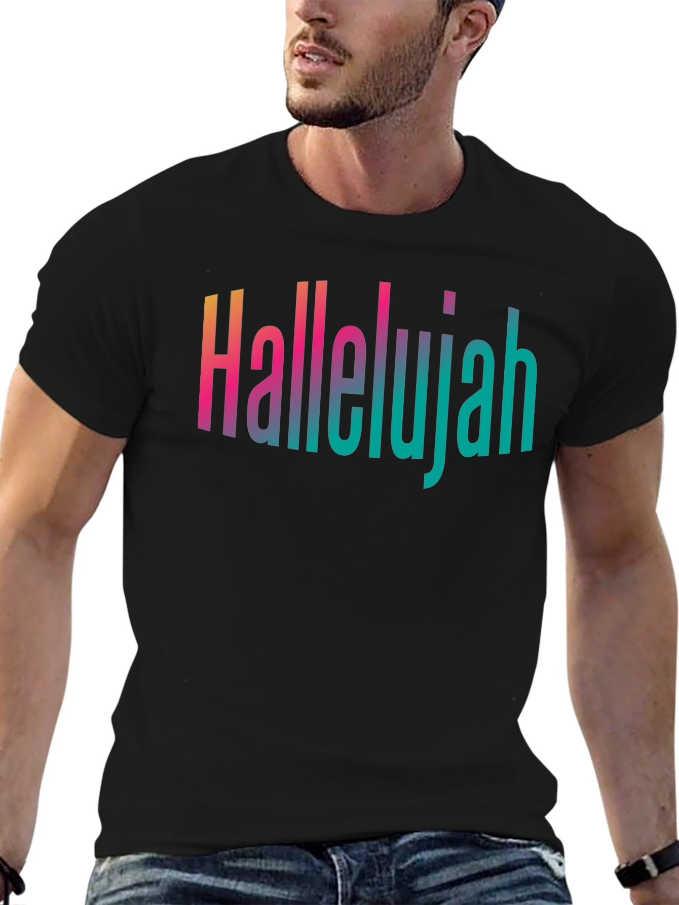 Hallelujah Gradient Graphic Tee - Stylish Christian Apparel