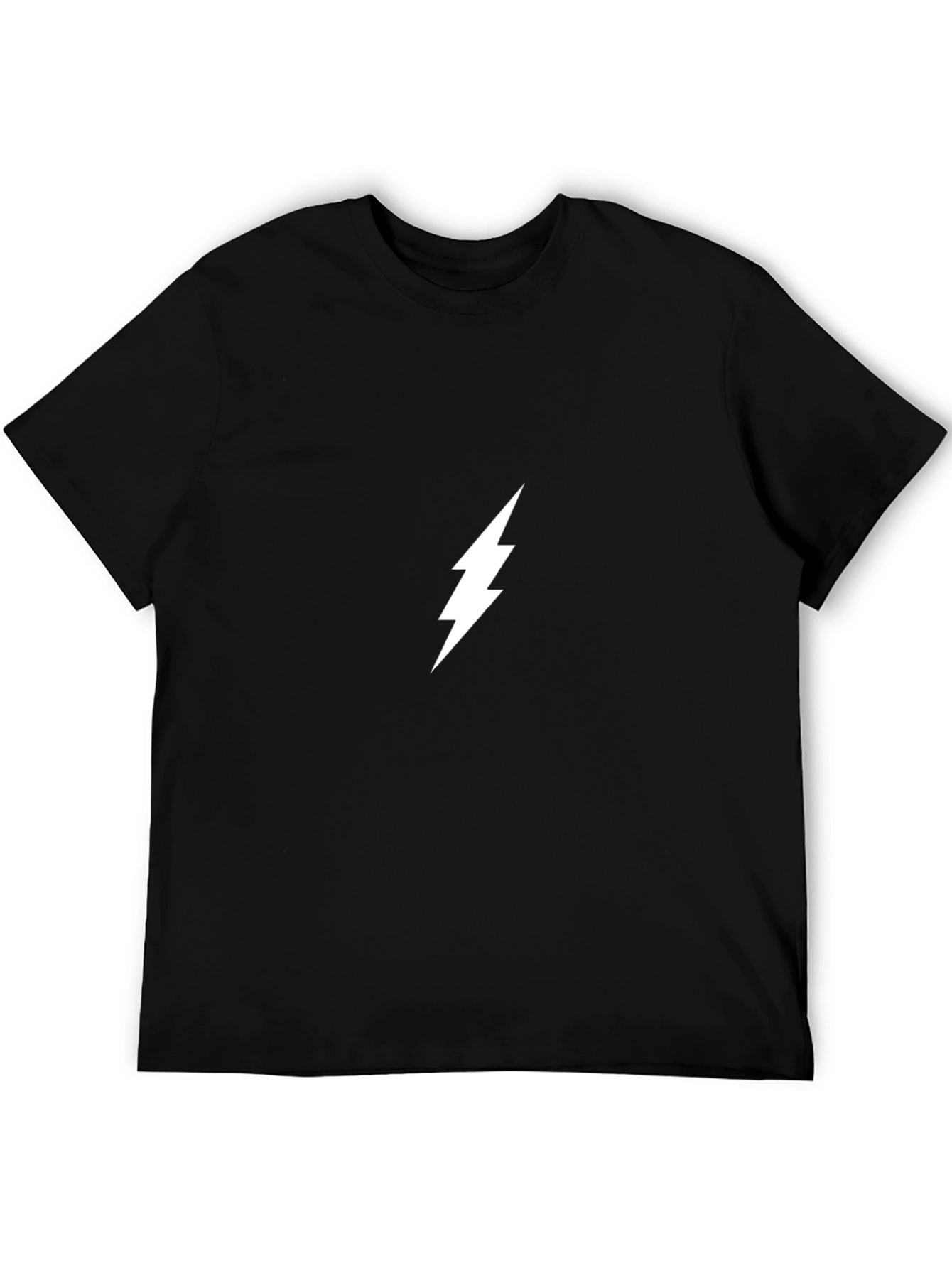 Black T-Shirt with White Lightning Bolt Graphic