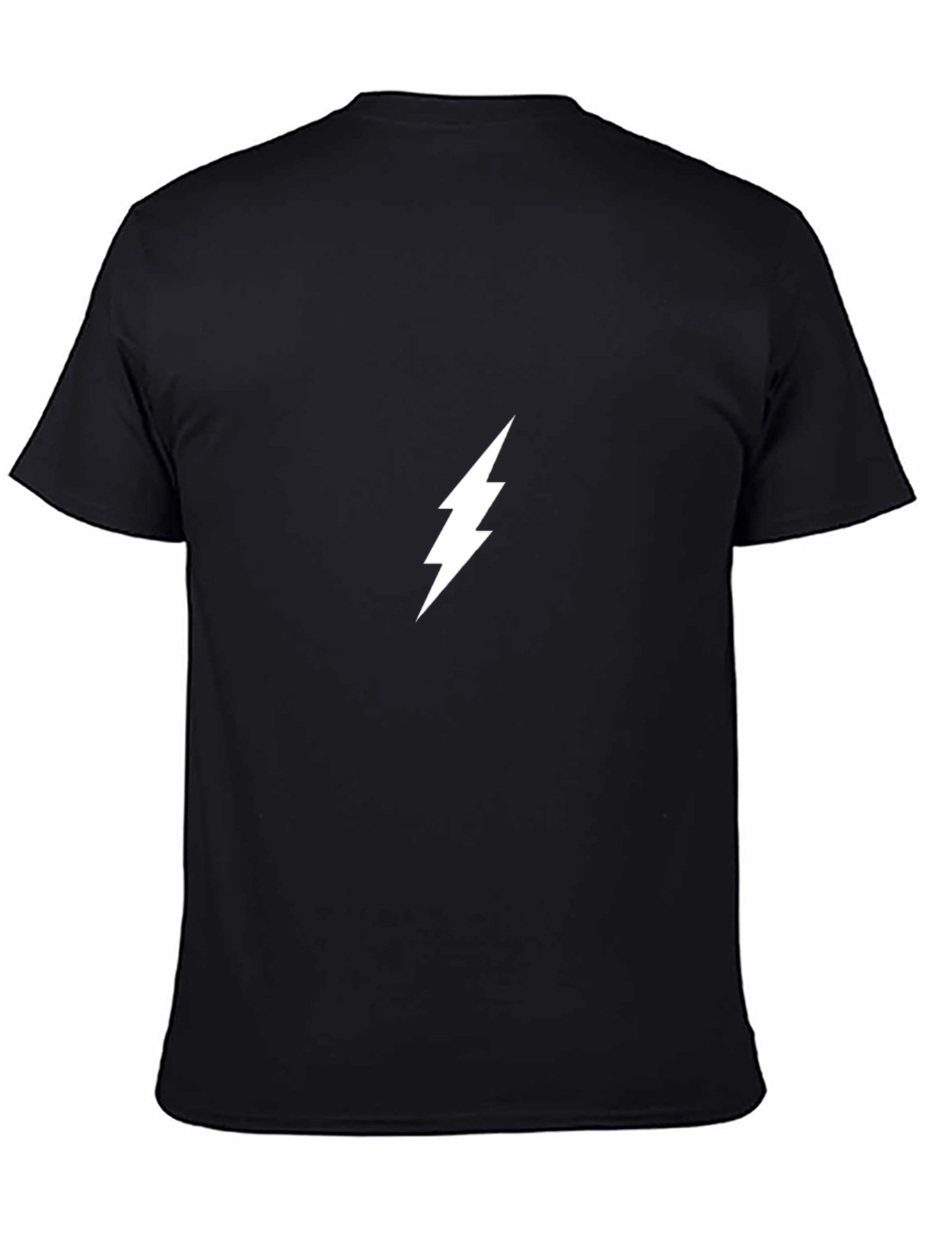 Black T-Shirt with White Lightning Bolt Graphic