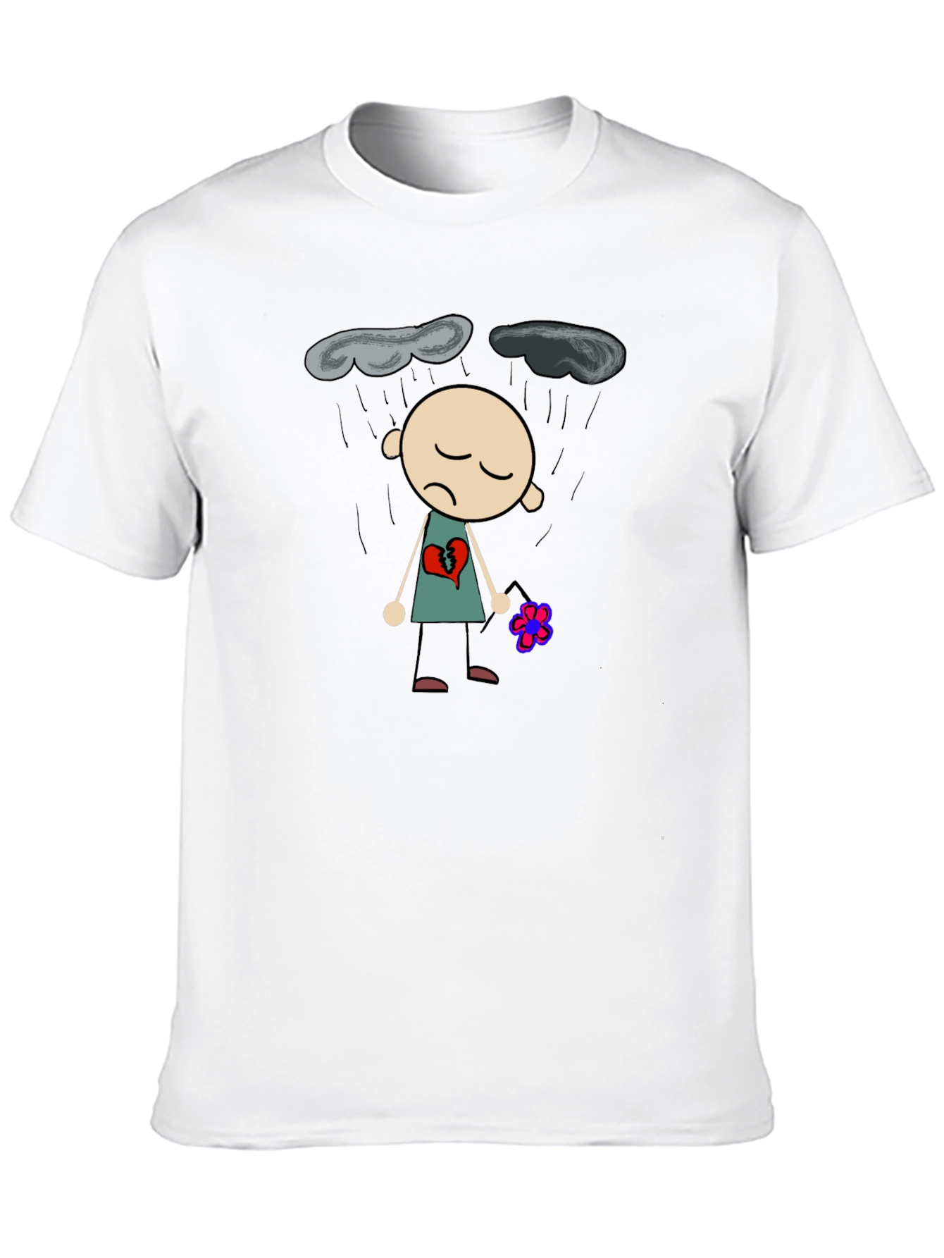 Sad Heart T-Shirt - Black Graphic Tee