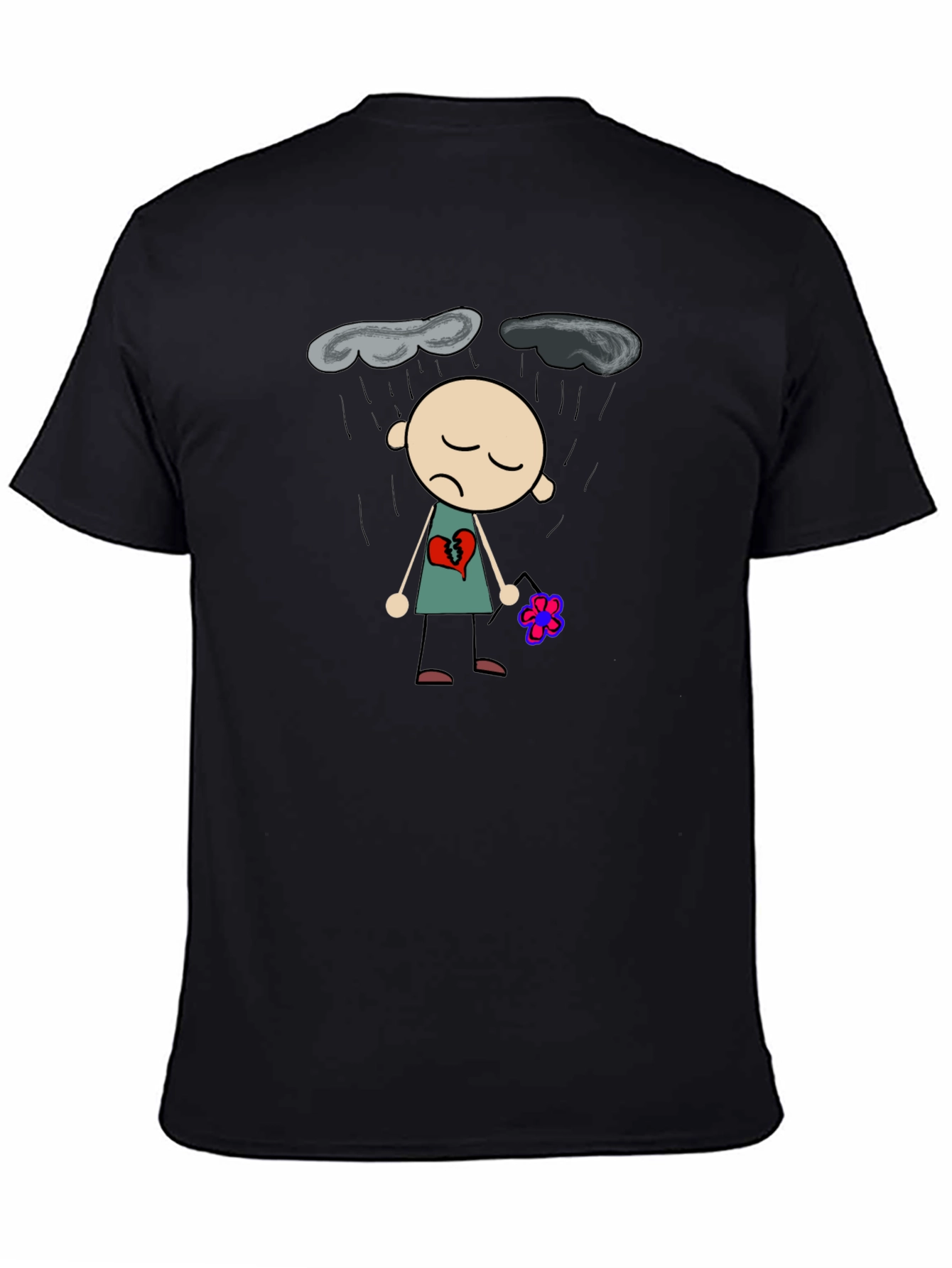 Sad Heart T-Shirt - Black Graphic Tee