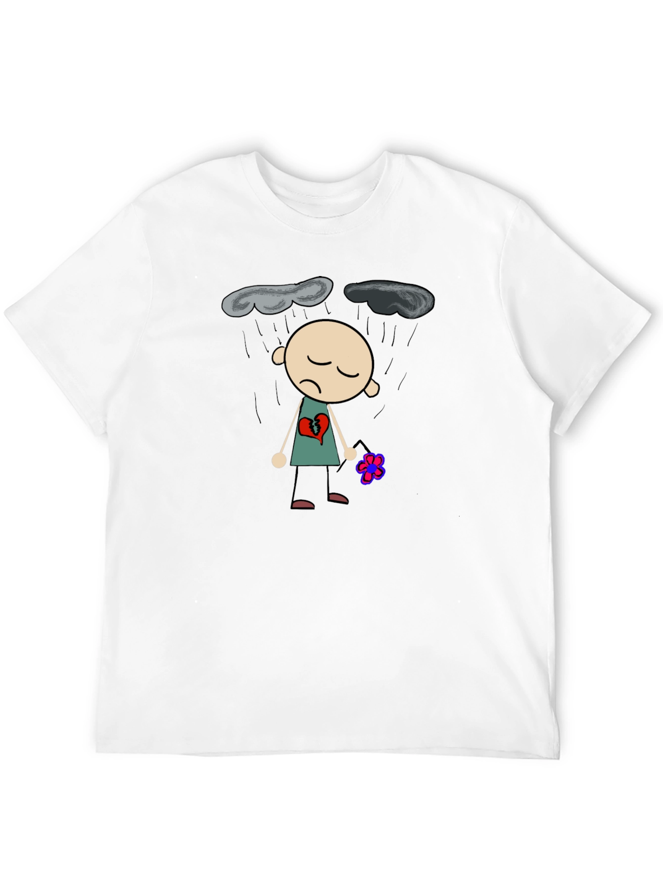 Sad Heart T-Shirt - Black Graphic Tee