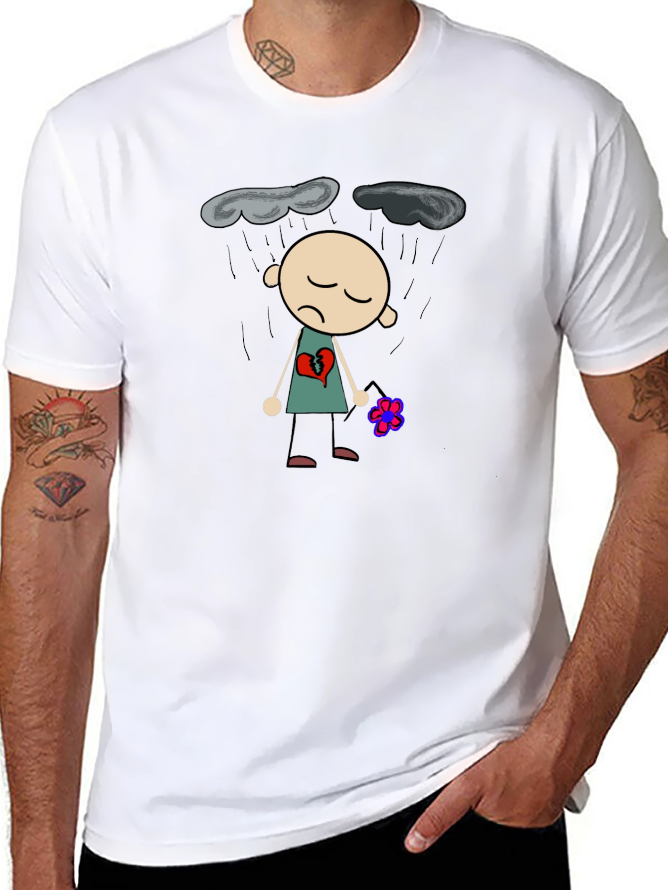 Sad Heart T-Shirt - Black Graphic Tee