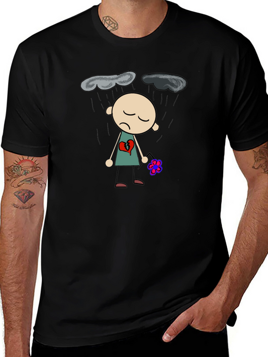 Sad Heart T-Shirt - Black Graphic Tee