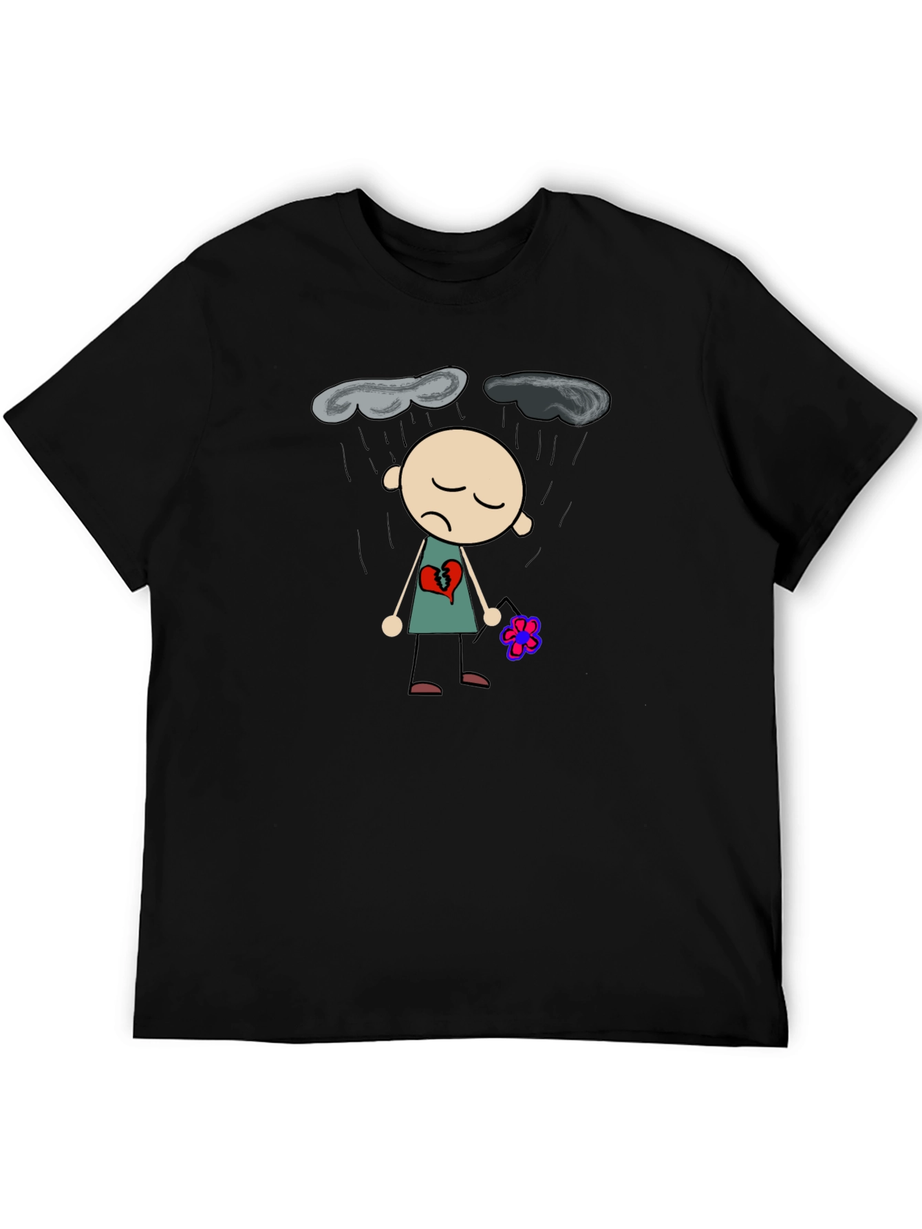 Sad Heart T-Shirt - Black Graphic Tee
