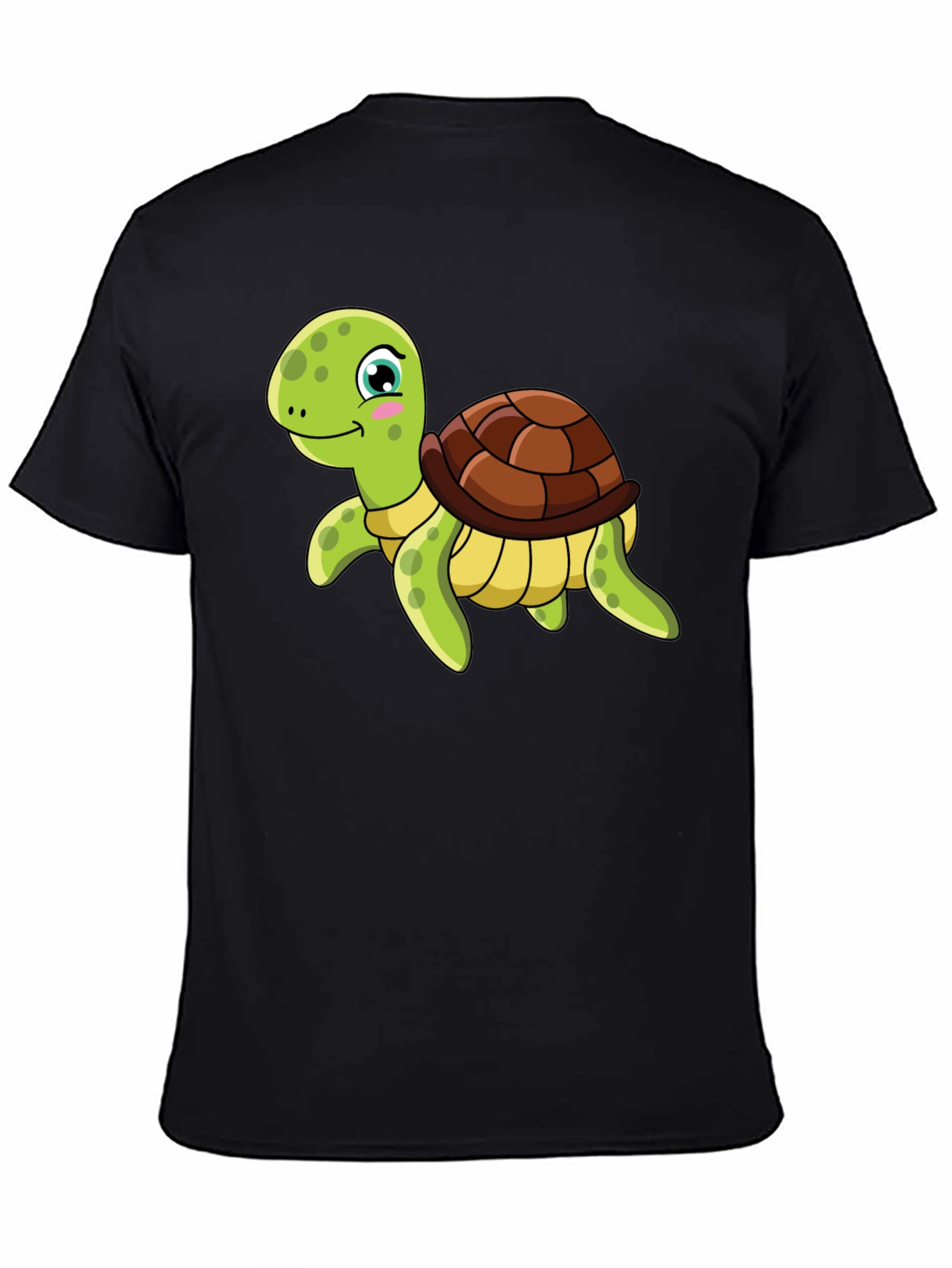 Cartoon Turtle Graphic Tee - Black T-Shirt