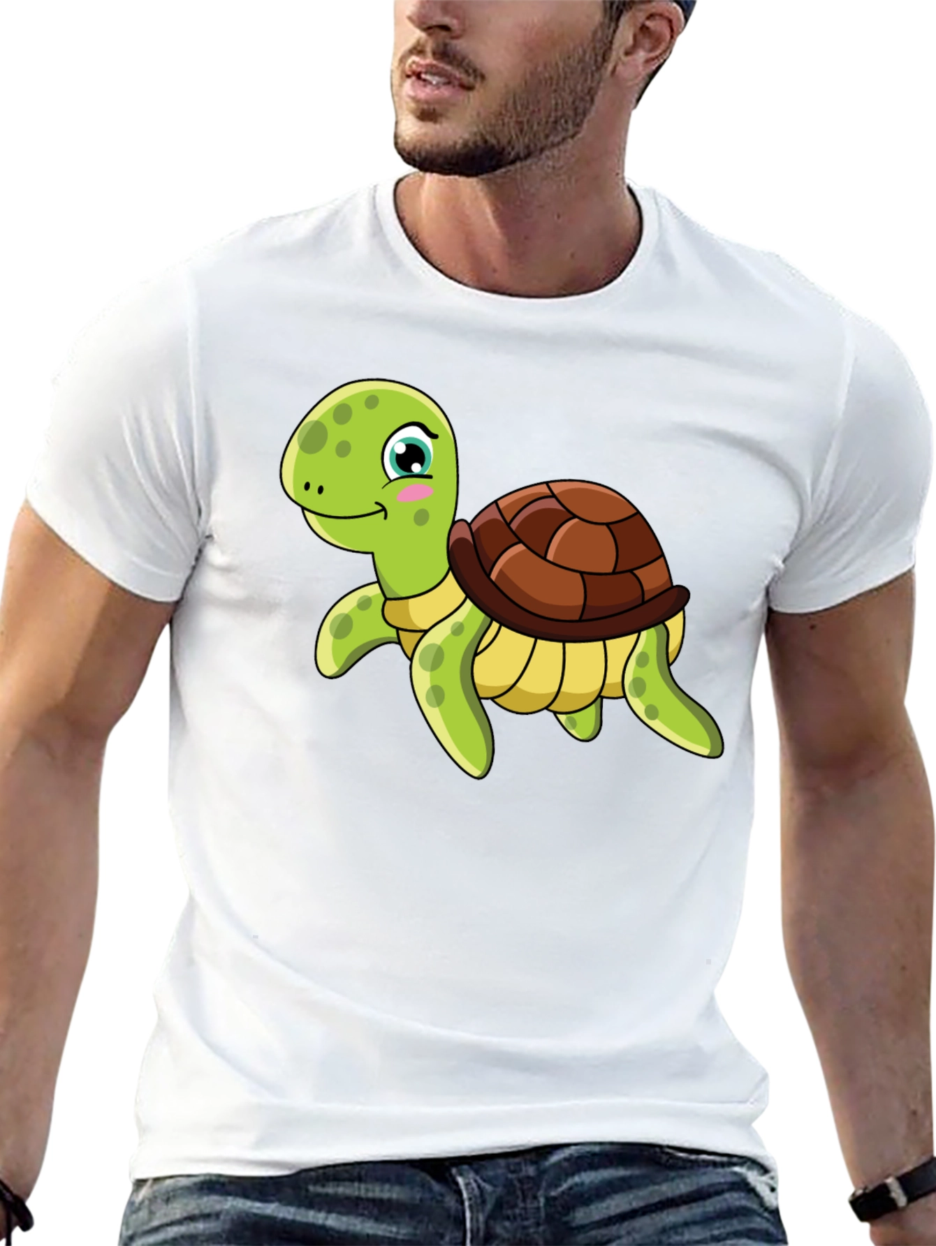 Cartoon Turtle Graphic Tee - Black T-Shirt