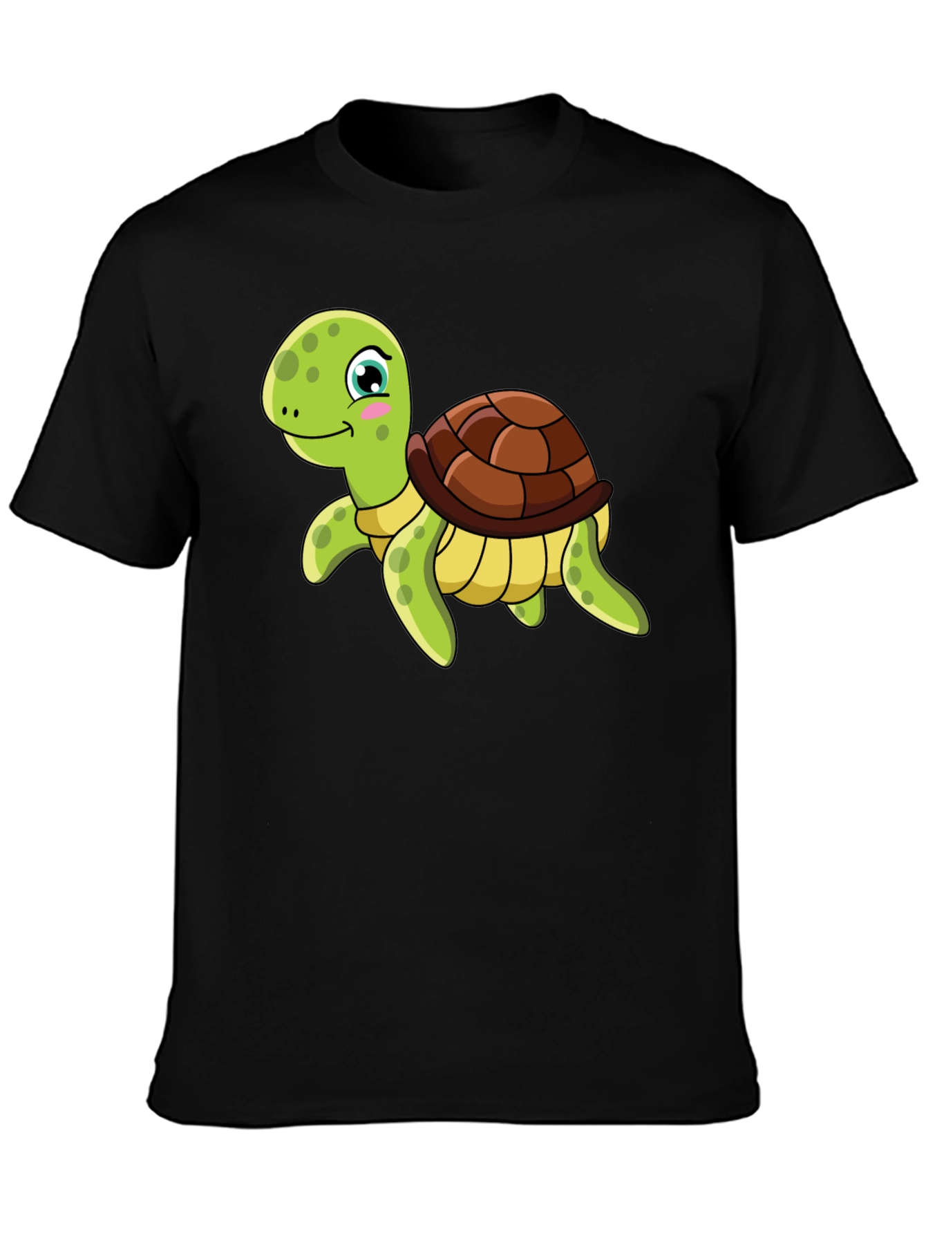 Cartoon Turtle Graphic Tee - Black T-Shirt