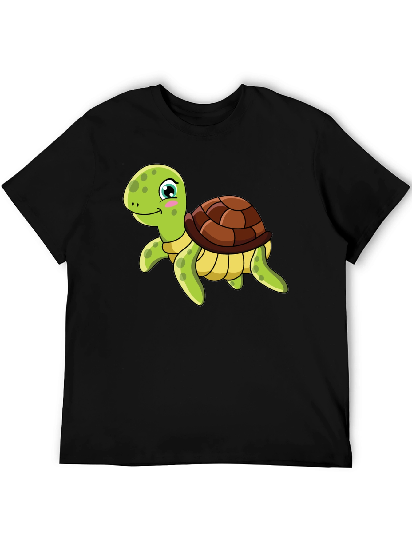 Cartoon Turtle Graphic Tee - Black T-Shirt