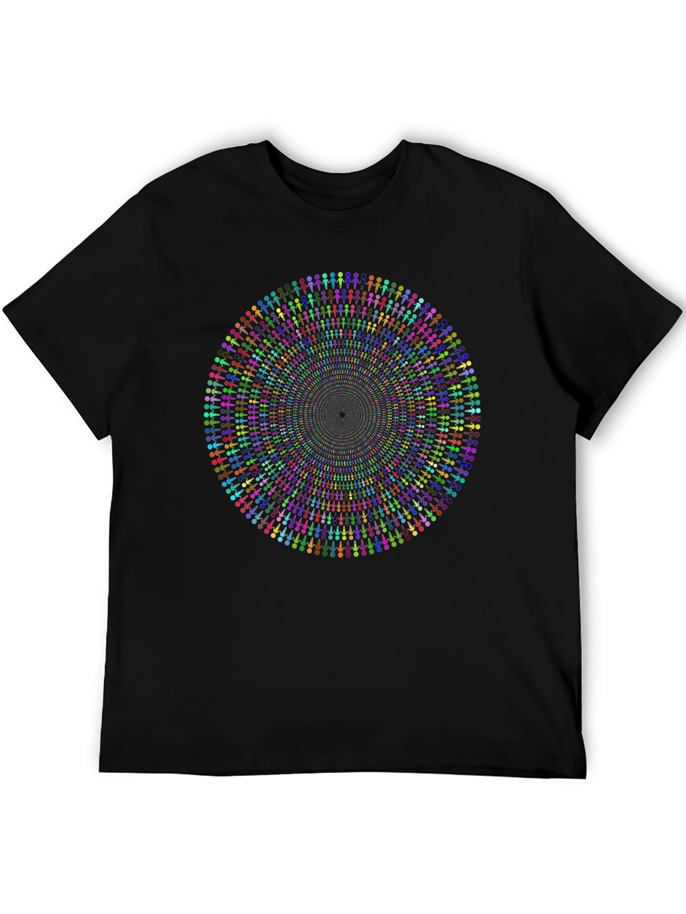 Psychedelic People Circle Graphic Black T-Shirt