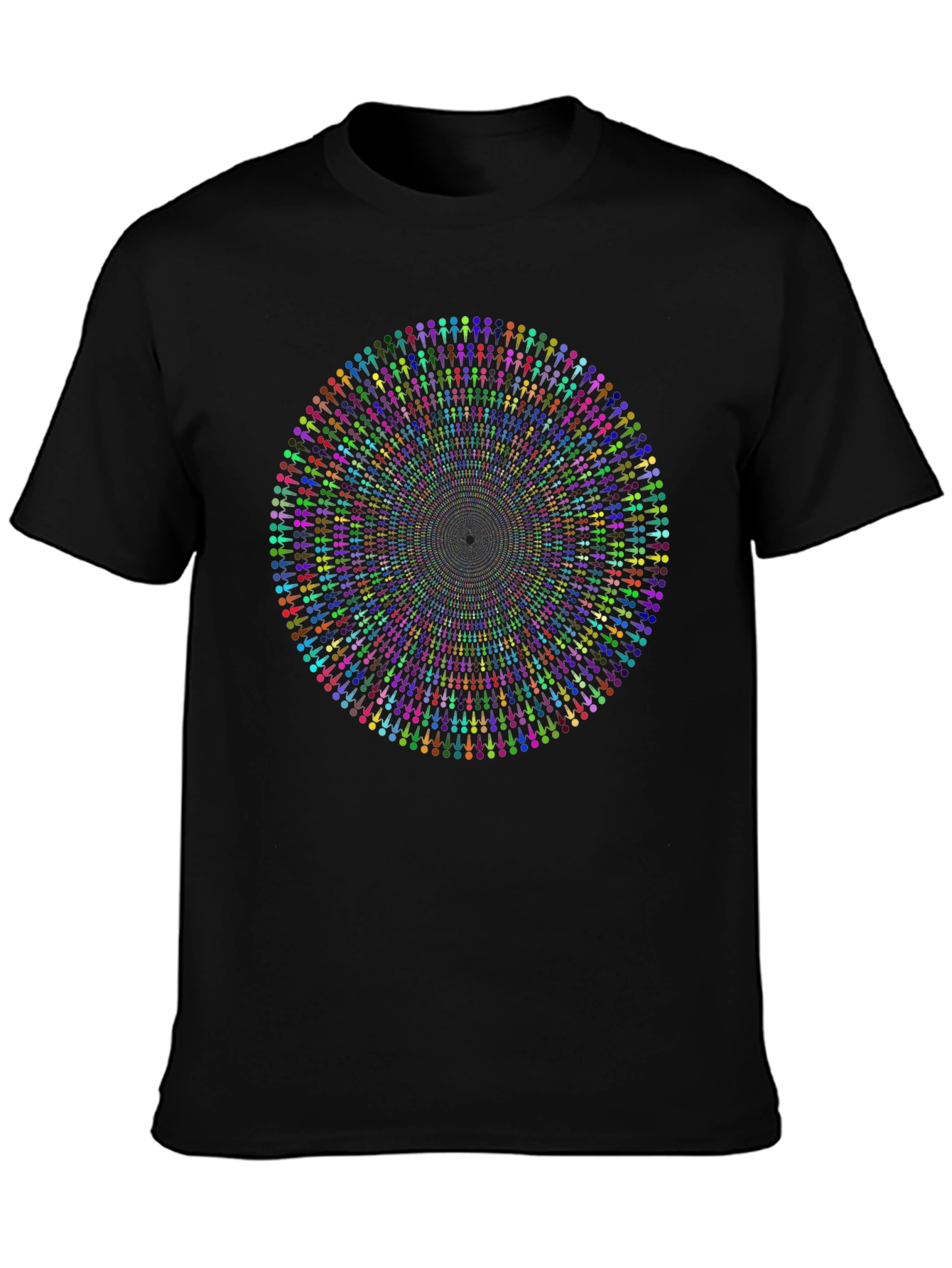 Psychedelic People Circle Graphic Black T-Shirt