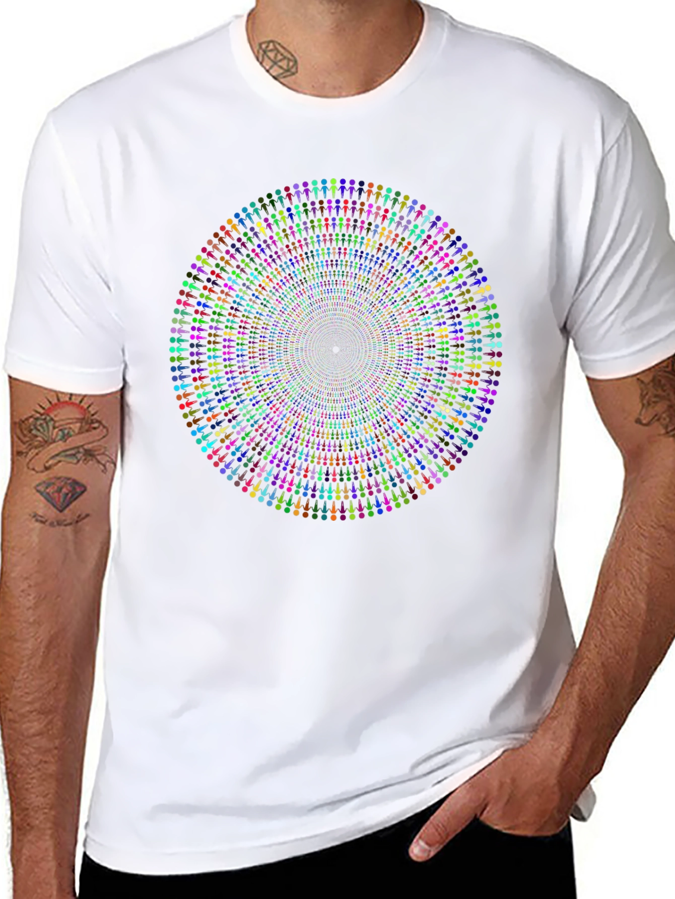 Psychedelic People Circle Graphic Black T-Shirt