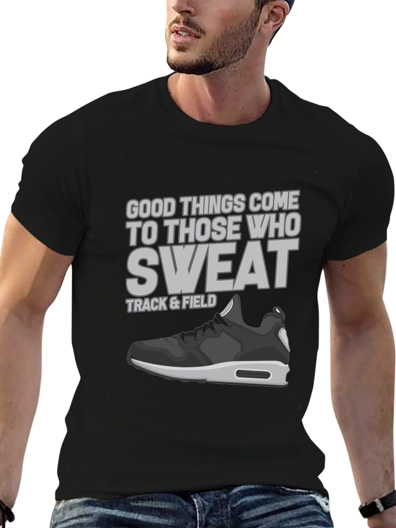 Track & Field Sweat Motivational Graphic T-Shirt