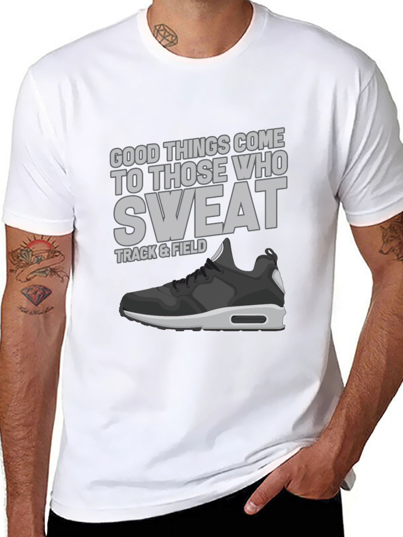Track & Field Sweat Motivational Graphic T-Shirt