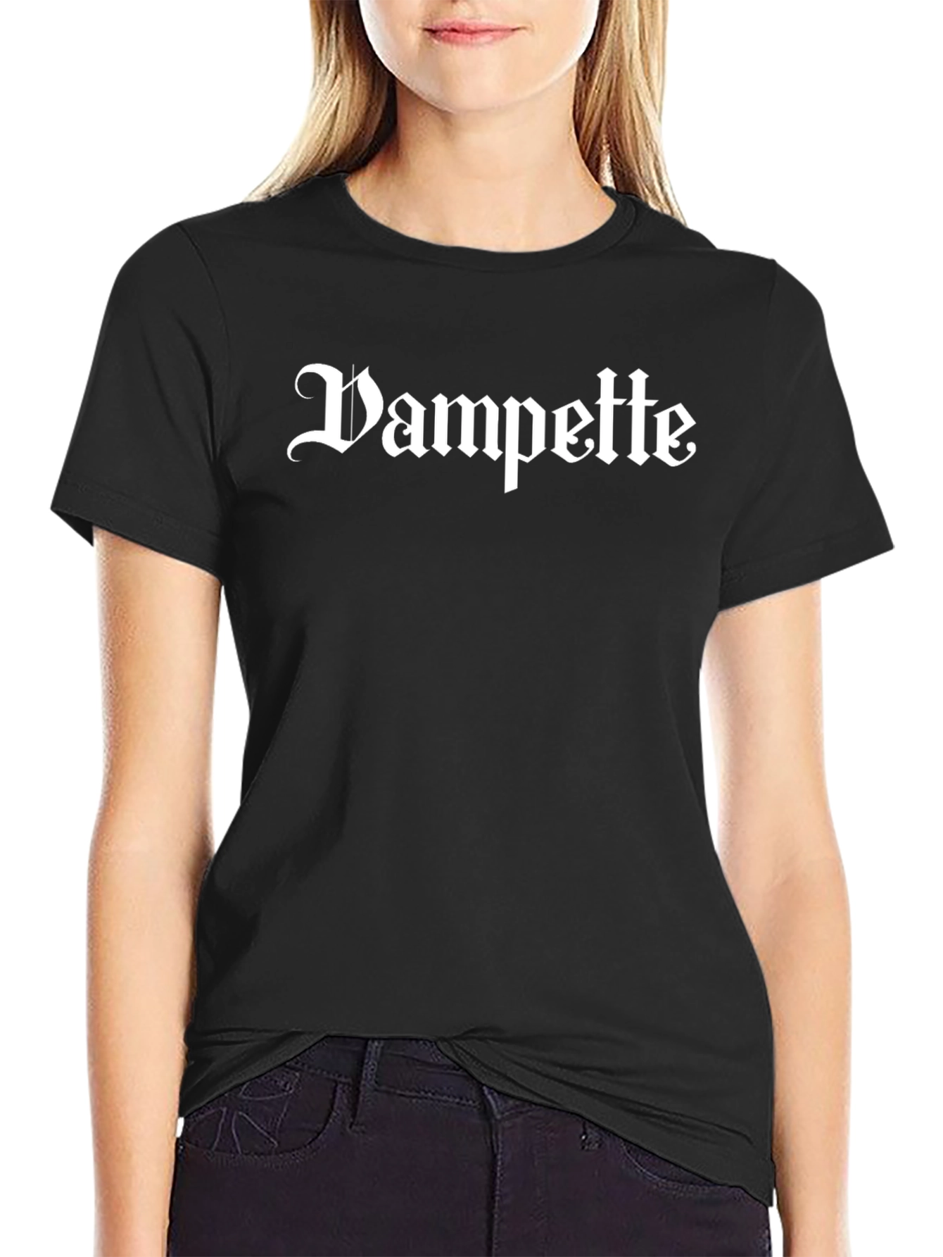 Vampette Gothic Tee - Stylish Black Cotton Shirt