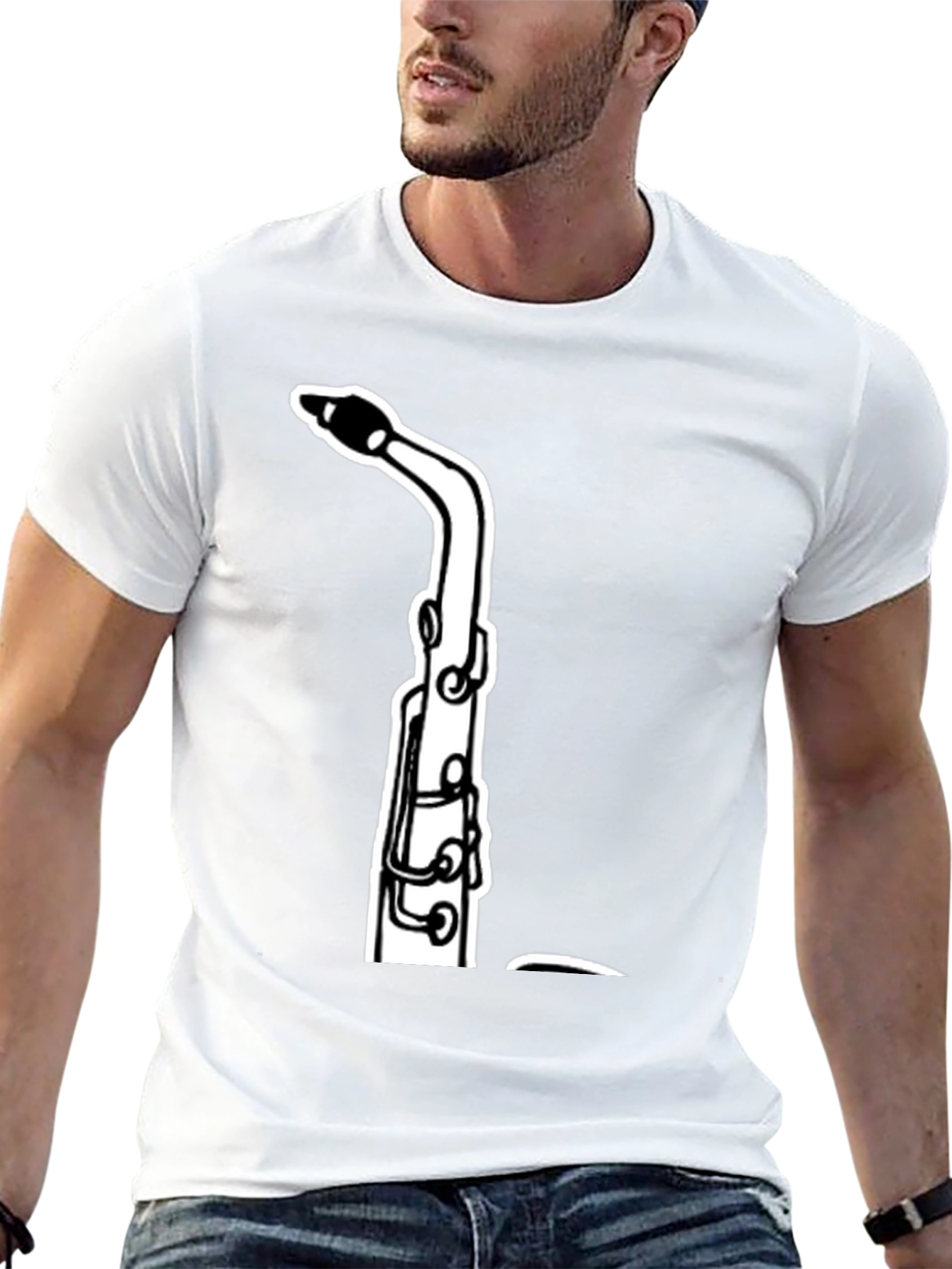 Saxophone Graphic Tee - Black Cotton