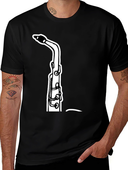 Saxophone Graphic Tee - Black Cotton