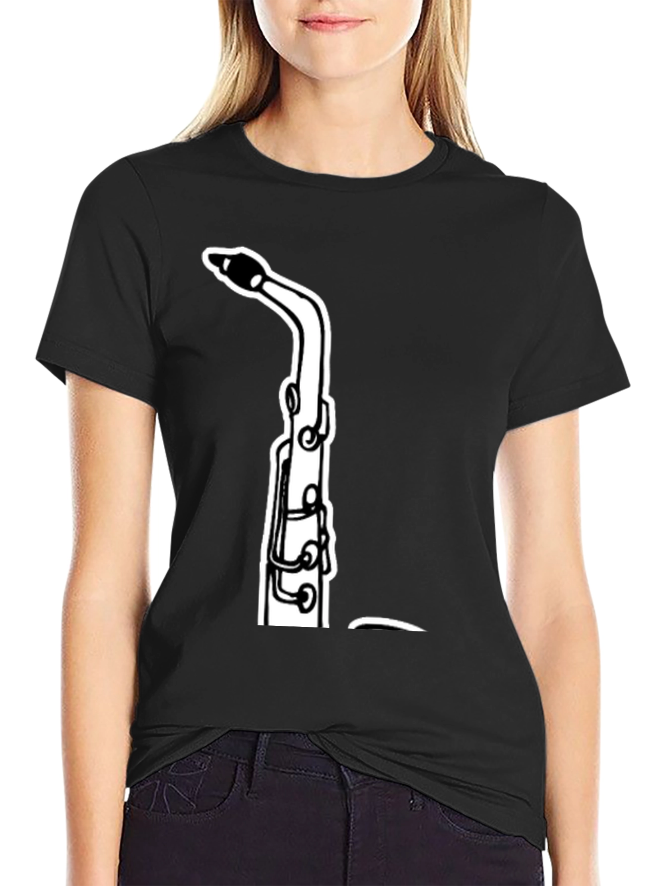 Saxophone Graphic Tee - Black Cotton