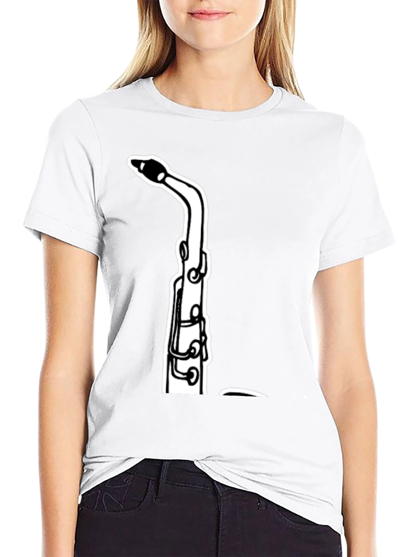 Saxophone Graphic Tee - Black Cotton
