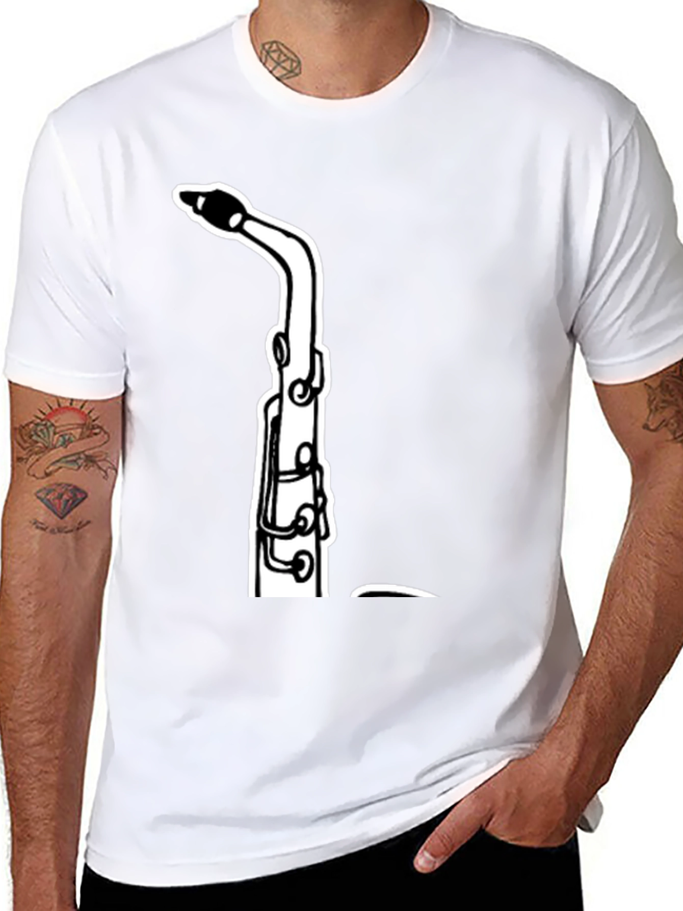 Saxophone Graphic Tee - Black Cotton