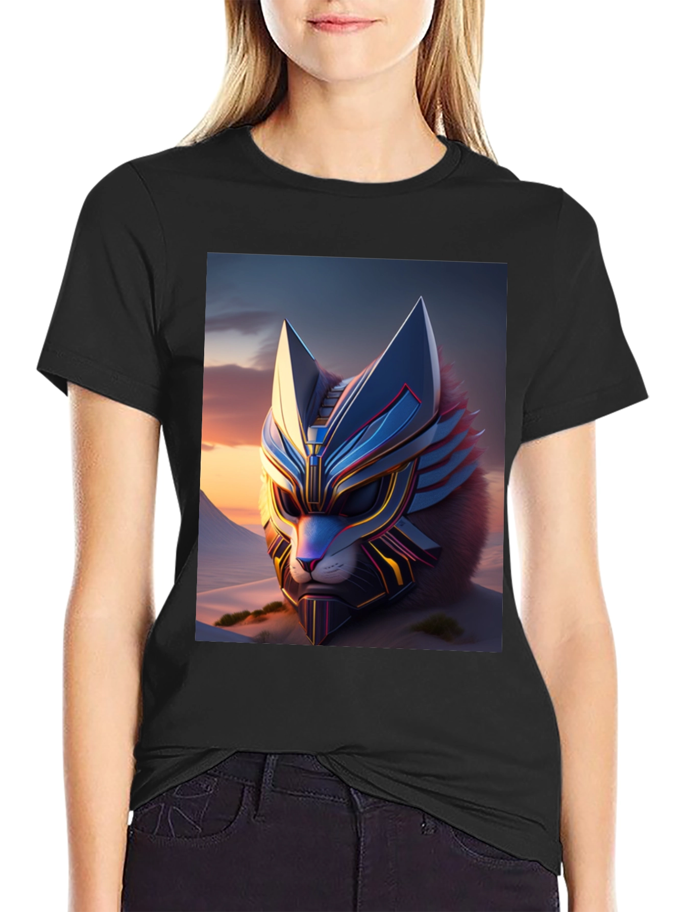 Cyberpunk Cat T-Shirt: Futuristic Feline Design